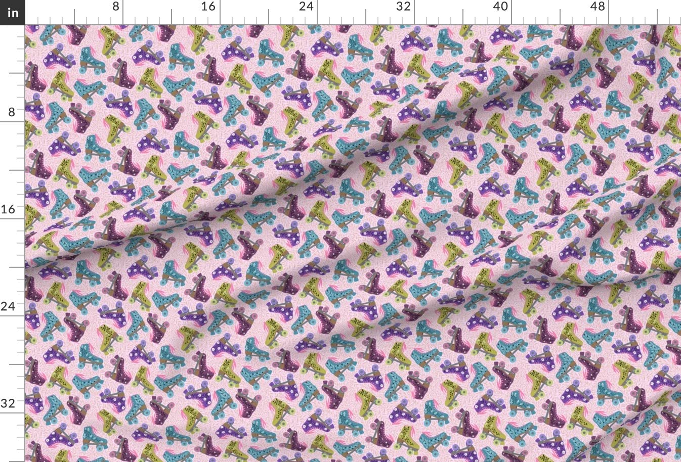 Retro Roller Skating Rink Printed Minky Fabric by The Yard - Soft Plush Material for Sewing Baby Blankets, Quilt Backing & DIY Crafts - Perfect for Nursery Decor, Gift Making & Home Projects