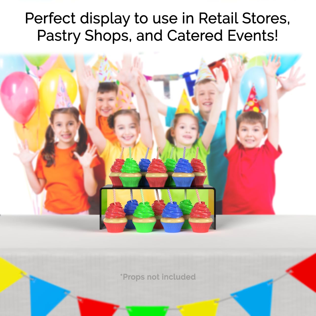 6 Pack Black Acrylic Retail Display Riser Stands - 11.5