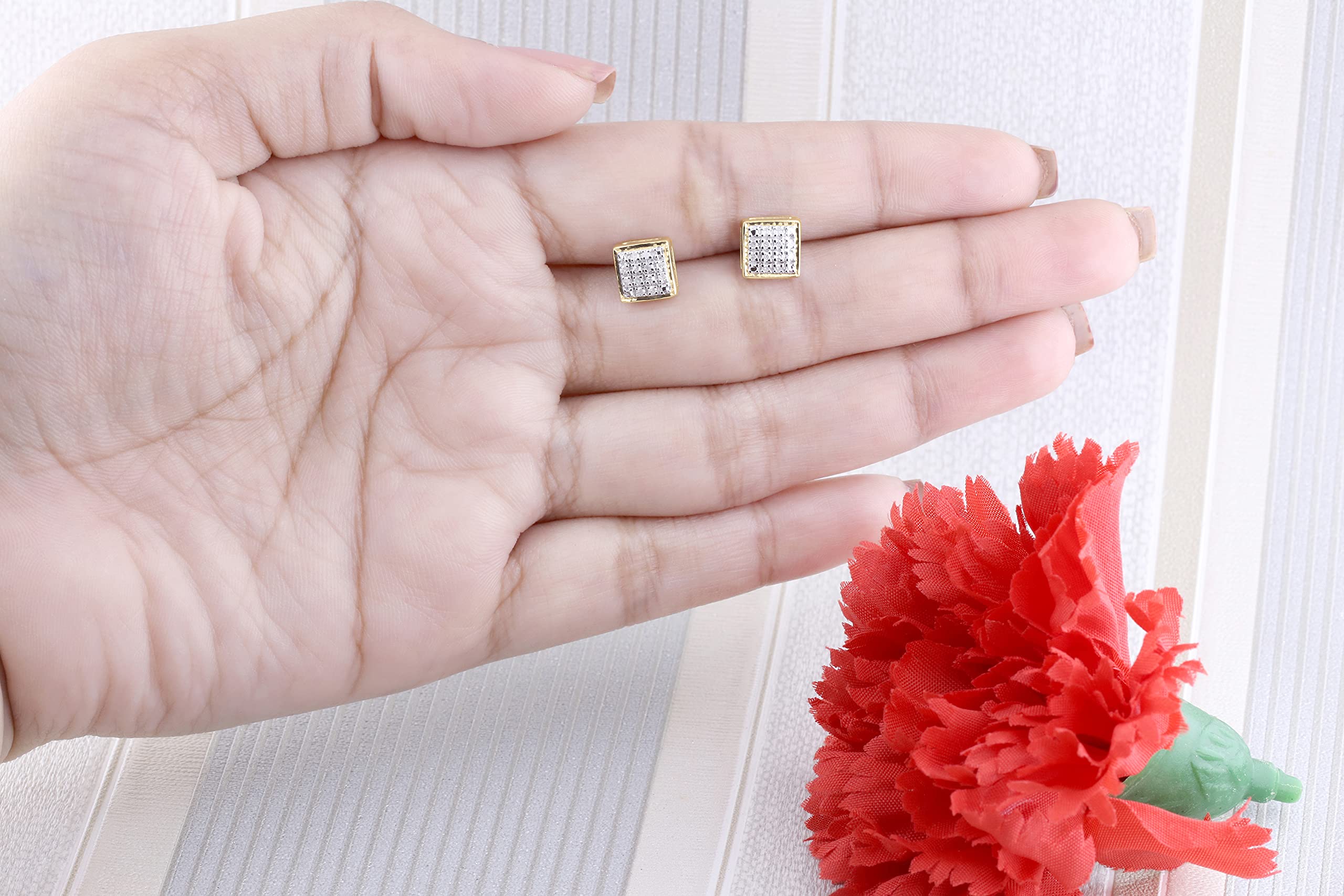 0.20 Cttw Round Lab-Grown White Diamond Stud Earrings for Men & Women - 10K/14K/18K Solid Gold Hip Hop Iced Jewelry - Perfect for Parties, Gifts & Everyday Luxury Wear