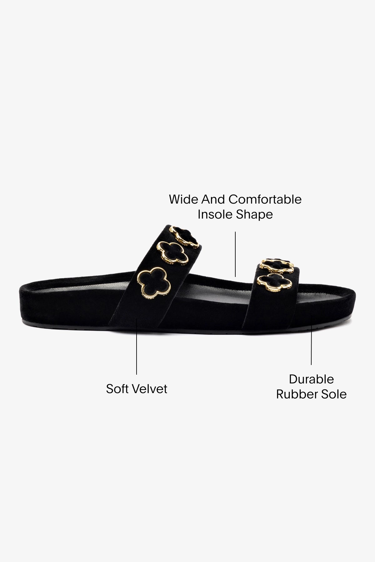 Milan Piccolo Slide In Black Velvet - Elegant Velvet Slippers for Women, Comfortable House Shoes for Indoor/Outdoor Use, Perfect for Lounging, Spa Days and Cozy Evenings at Home