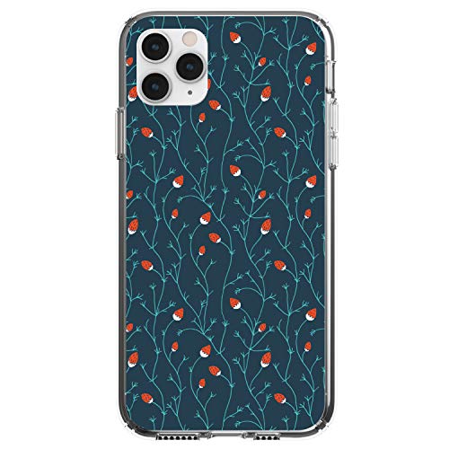 Modern Floral - Strawberry Vine - Teal Navy On Clear Case