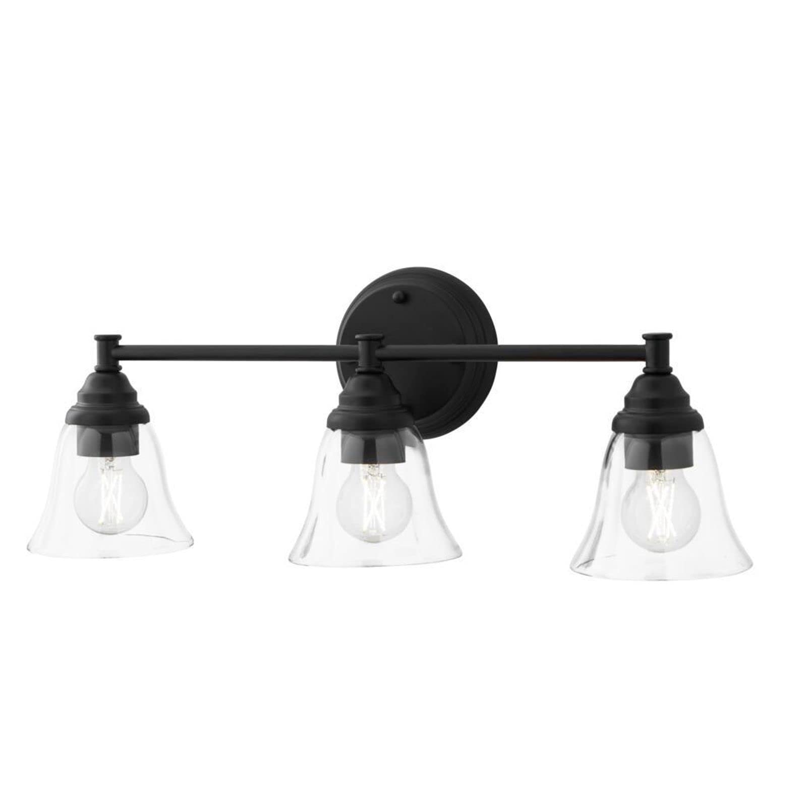 Hampton Bay 3-Light Matte Black Bathroom Vanity Light Bar - 24 Inch LED Bath Bar Fixture for Bathroom Mirror Lighting (HB3677-43) - Perfect for Modern Bathroom, Powder Room & Dressing Room Vanity Lighting