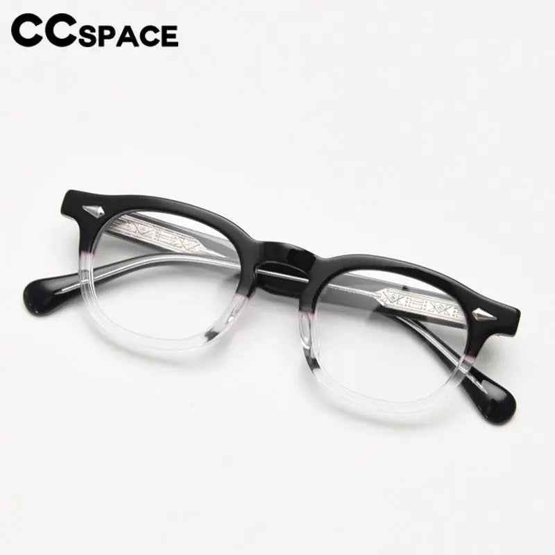 CCspace Unisex Full Rim Square Acetate Eyeglasses 56838 - Stylish & Durable Acetate Frame Glasses for Men & Women - Perfect for Reading, Work, and Everyday Fashion