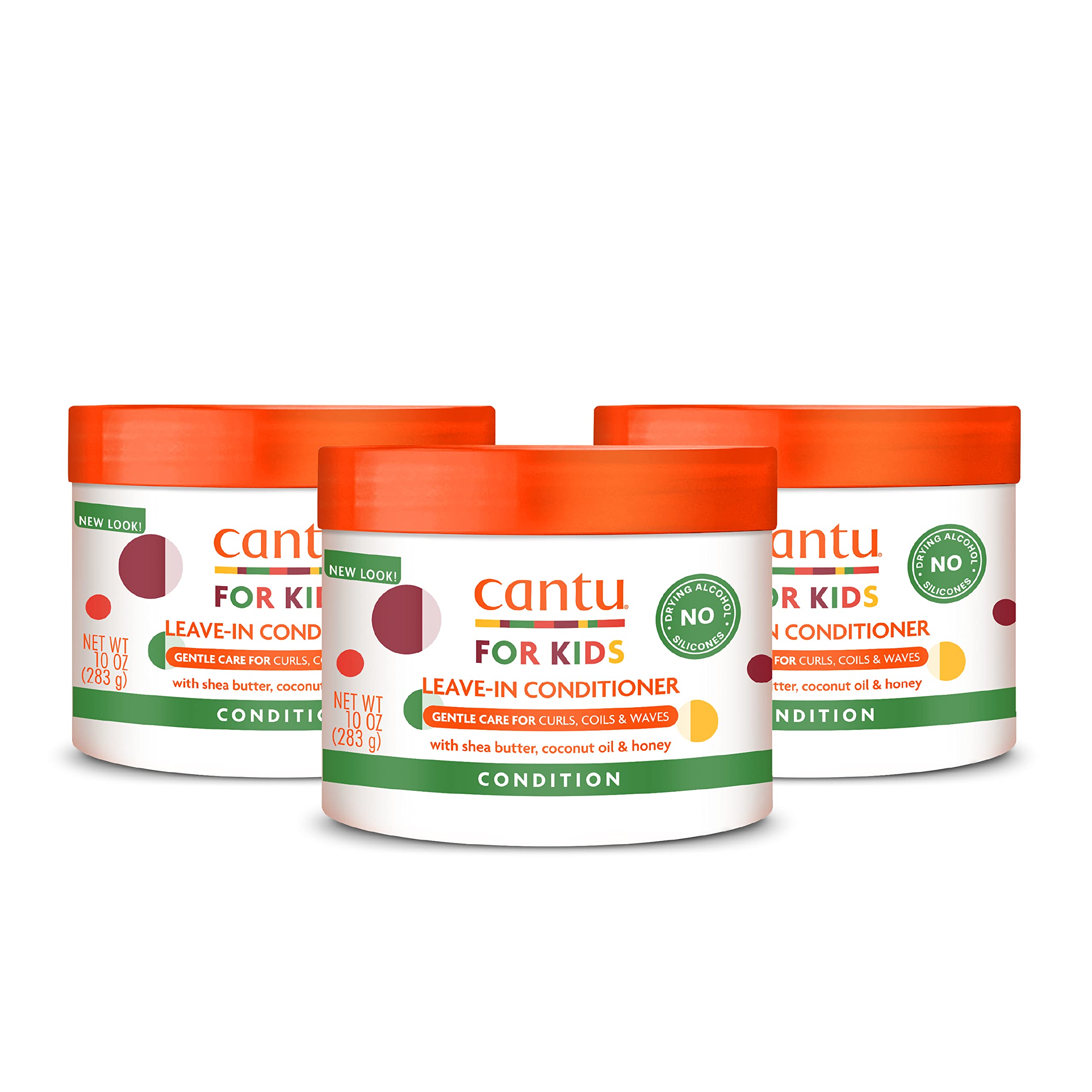 Cantu Care for Kids Leave-In Conditioner with Shea Butter, 10 oz (Pack of 3) - Detangling & Moisturizing Hair Treatment for Curly, Coily & Wavy Hair - Perfect for Daily Use & After Swimming