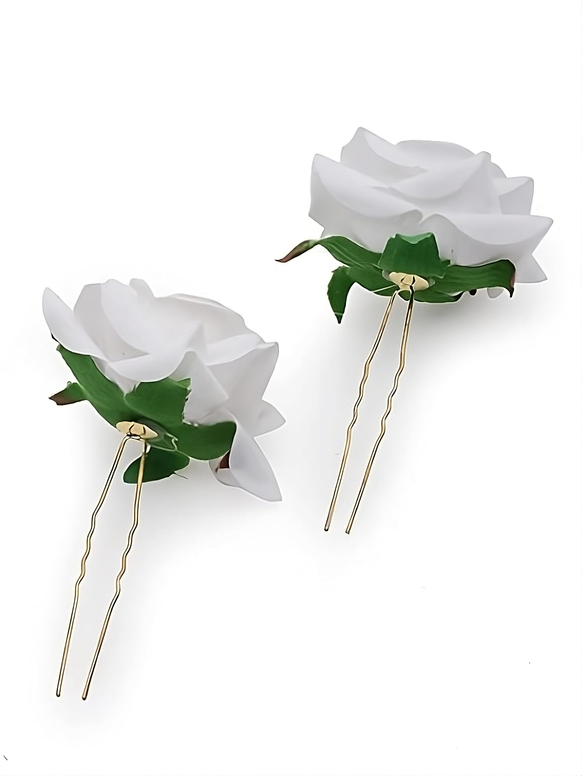 SUKAINA TRENDS Velvet Rose Hair Pins for Women - Bridal Hair Accessories Set (4 Pieces, White) | Perfect for Weddings, Baby Showers, Parties & Special Occasions