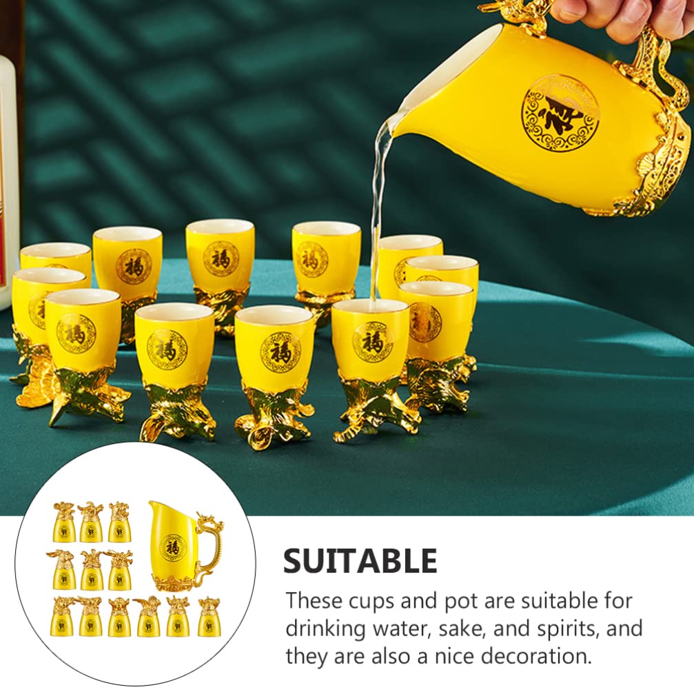 Vintage Chinese 12 Zodiac Sign Shot Glass Set - Whiskey, Soju & Baijiu Decanter with Retro Dispenser - Perfect for Home Bars, Asian-Themed Parties & Gift Giving