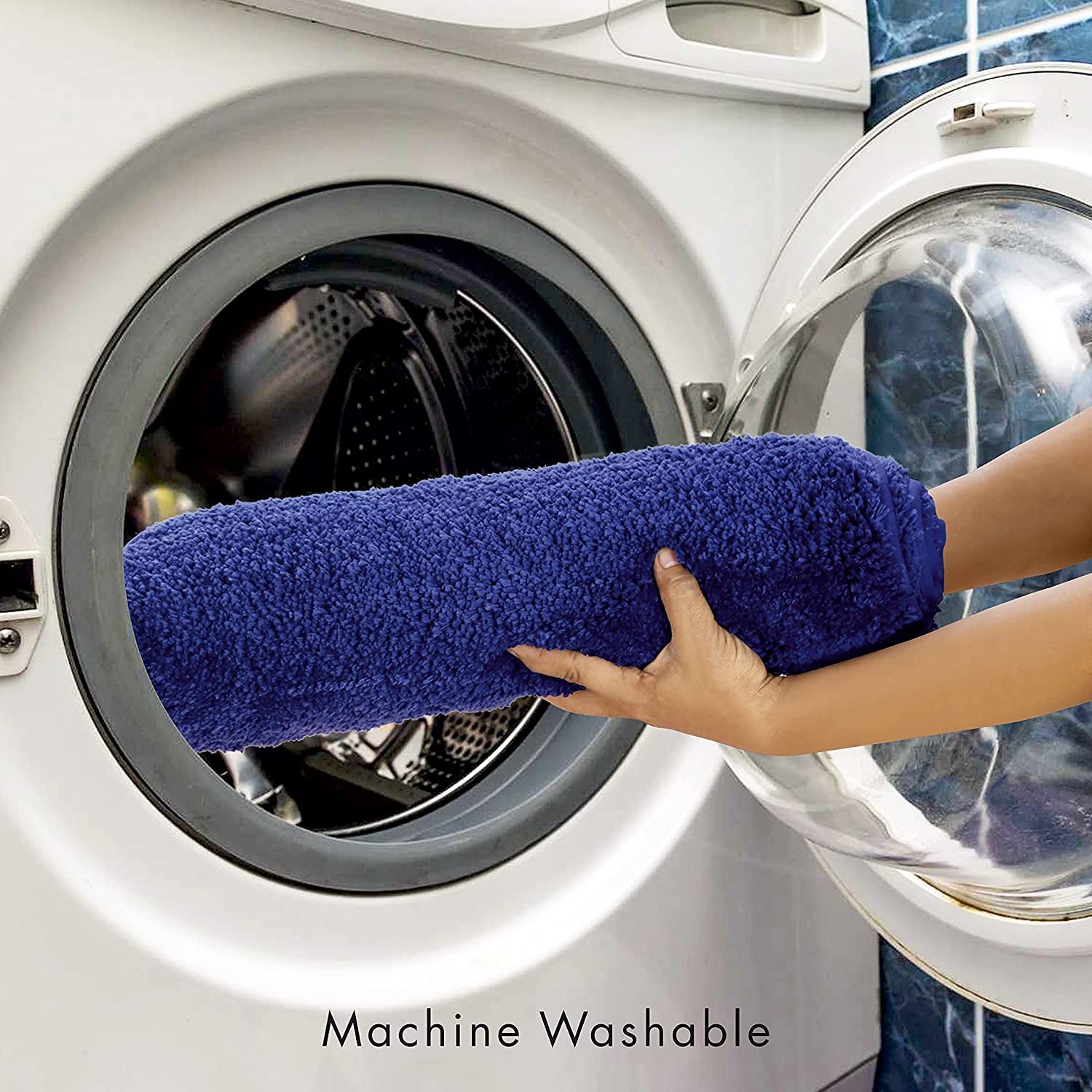 Premium Non-Slip Bath Mat - Ultra Soft Hotel Quality Shaggy Bathroom Rug, Super Absorbent & Machine Washable Shower Floor Mat (17x24 Inches, Royal Blue) - Perfect for Bathrooms, Showers & Spa-Like Home Decor