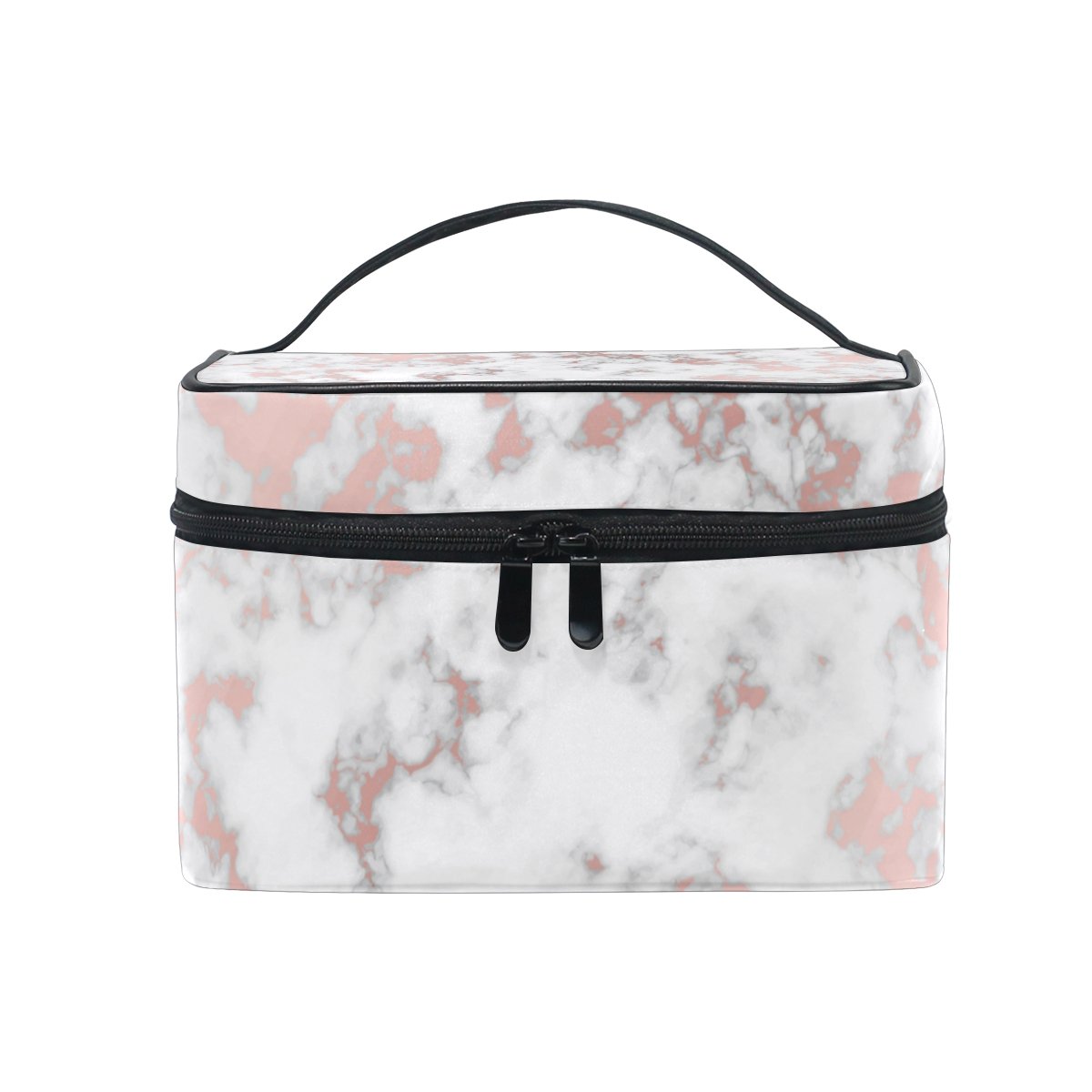 Rose Gold Marble Cosmetic Bag for Women - Travel Makeup Train Case & Storage Organizer - Perfect for Travel, Gym, and Daily Essentials Organization