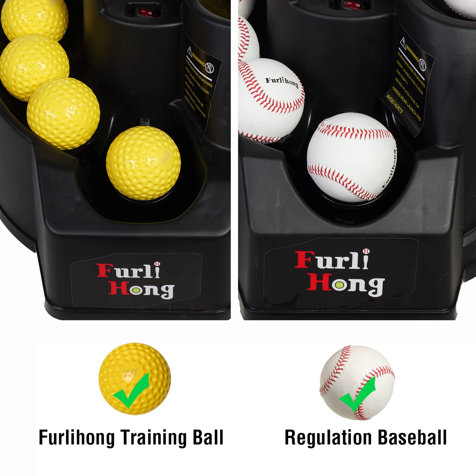 Rechargeable Baseball Pitching Machine with Extendable Ball Stacker - Adjustable Launching Heights for Regulation & Dimpled Balls - Perfect for Batting Practice & Baseball Training for All Ages - Ideal for Backyard, Field, and Team Practice Sessions