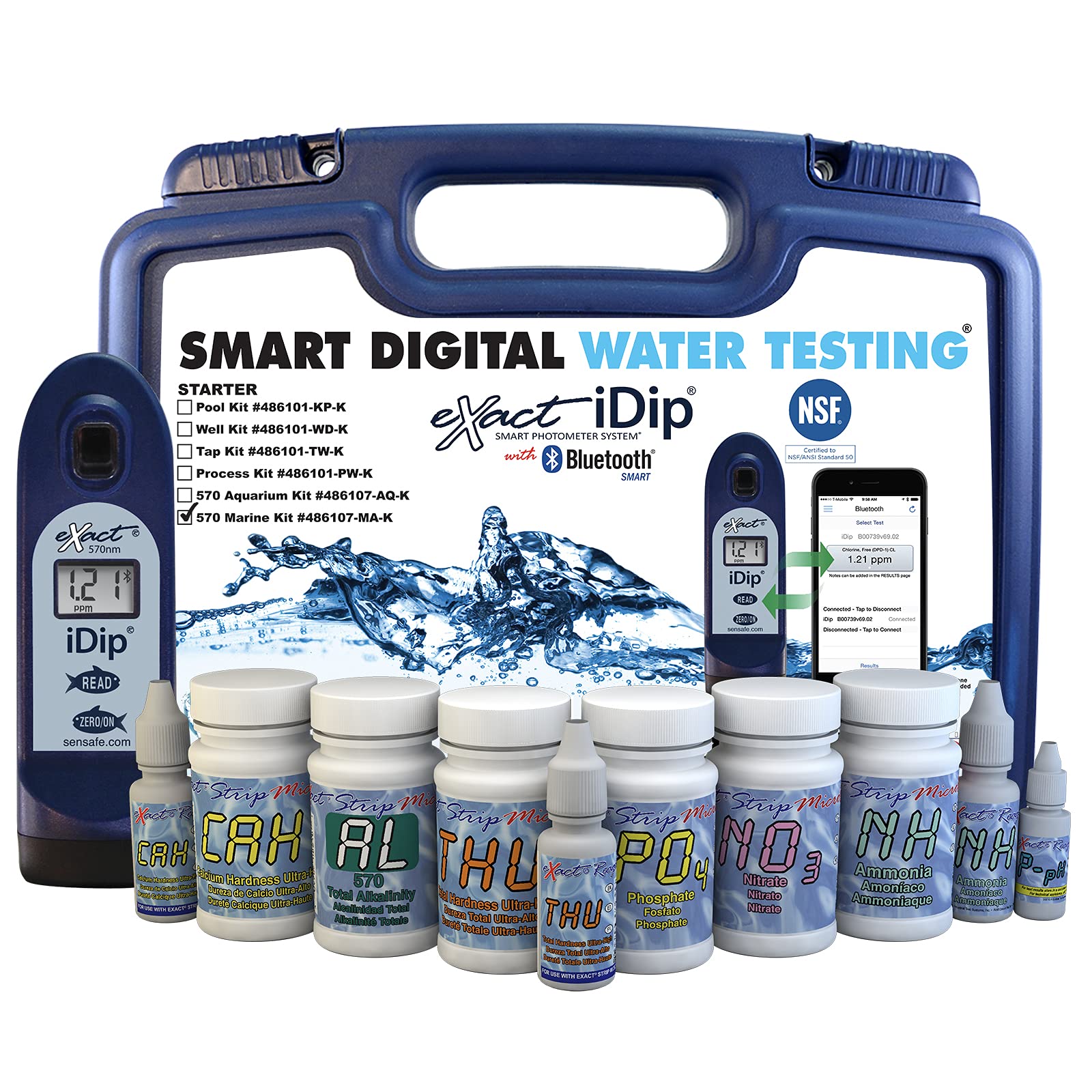 **Industrial Test Systems ITS Exact iDip 570 Bluetooth Waterproof Water Test Kit for Marine Aquarium, Coral & Aquaculture | 7-Parameter Water Quality Testing | Ideal for Saltwater Tanks, Reef Keeping & Fish Farms**