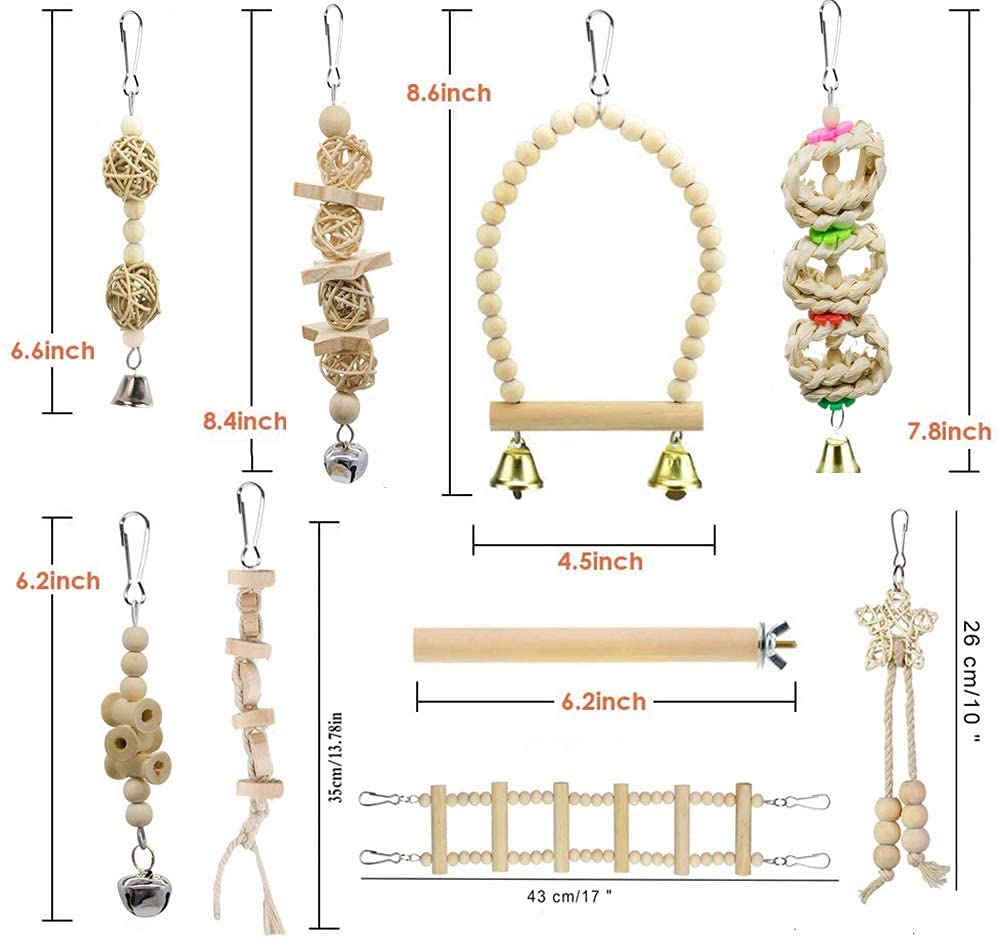 Colorful Bird Toys & Cage Accessories - Parrot Swing, Chewing Perch, Hammock & Climbing Ladder for Budgies, Conures, Cockatiels | Perfect for Playtime & Exercise in Bird Cages