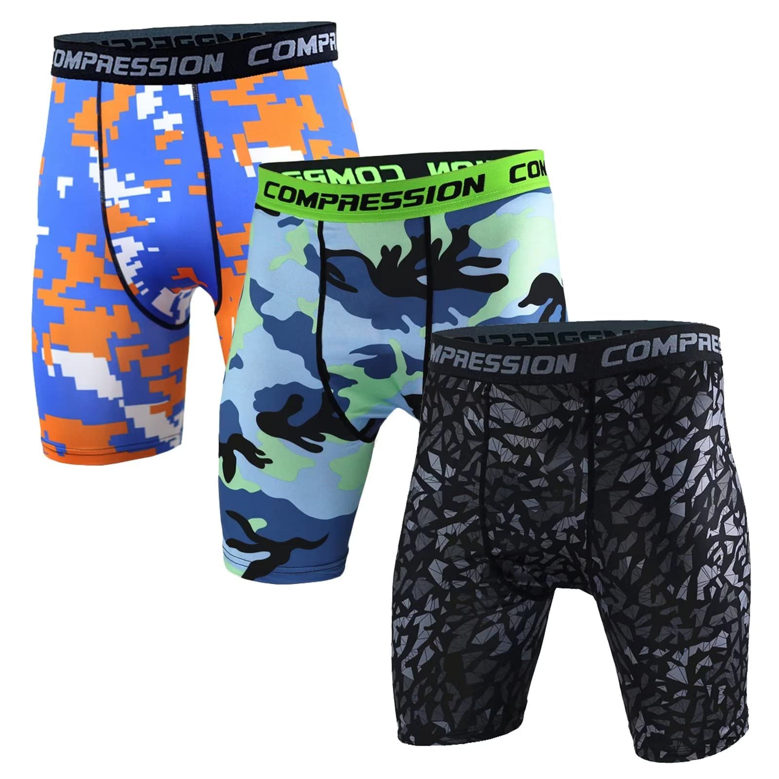 3 Pack Men's Compression Shorts - Quick-Dry Sports Underwear for Running, Gym & Cycling - Base Layer Workout Shorts with Moisture Wicking Technology - Perfect for Athletic Training, Fitness & Outdoor Activities