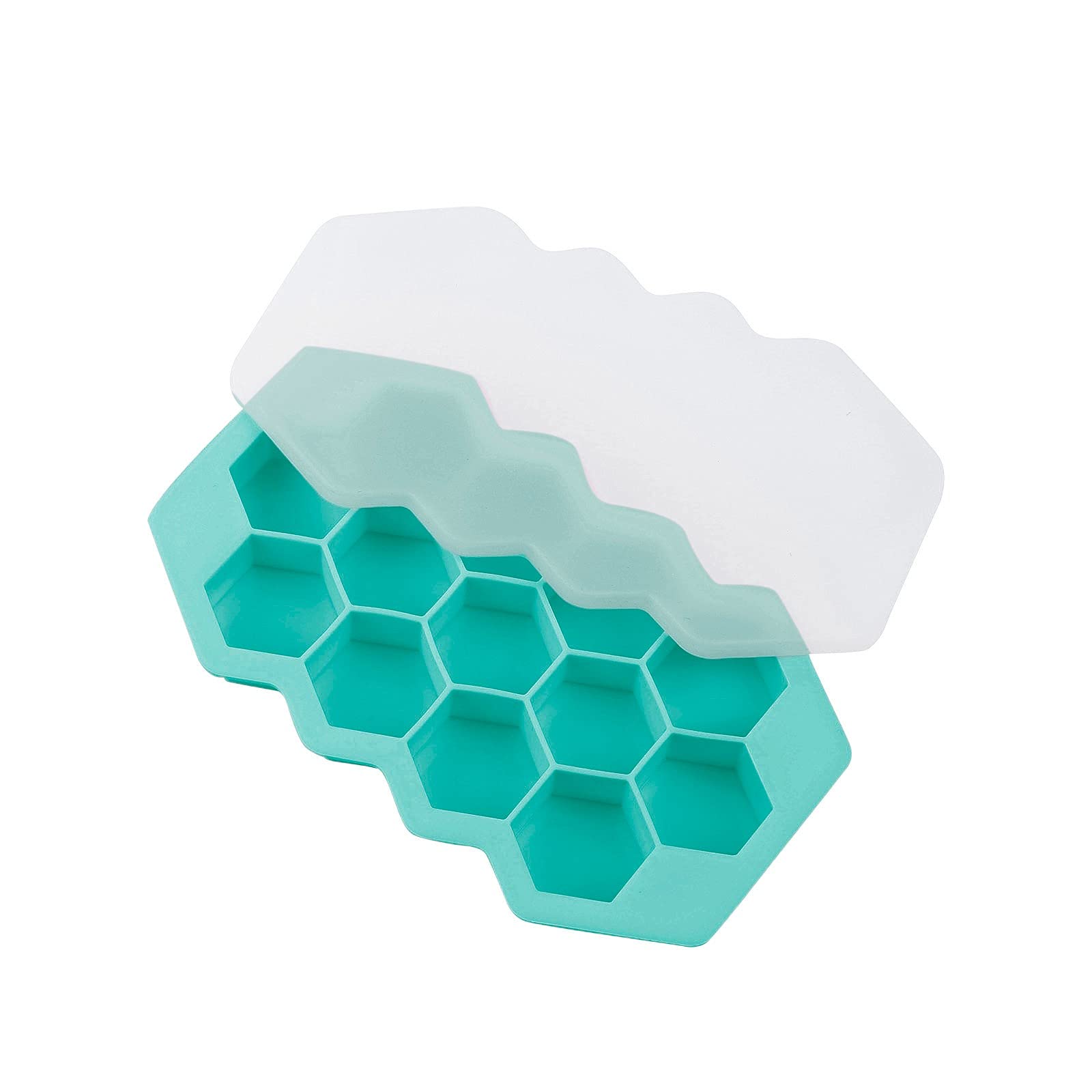 Premium Silicone Ice Cube Tray with Hexagonal Lid - Flexible, Leak-Proof Freezer Mold for Baby Food, Cocktails & Kitchen Use | Perfect for Meal Prep, Drinks & Party Serving