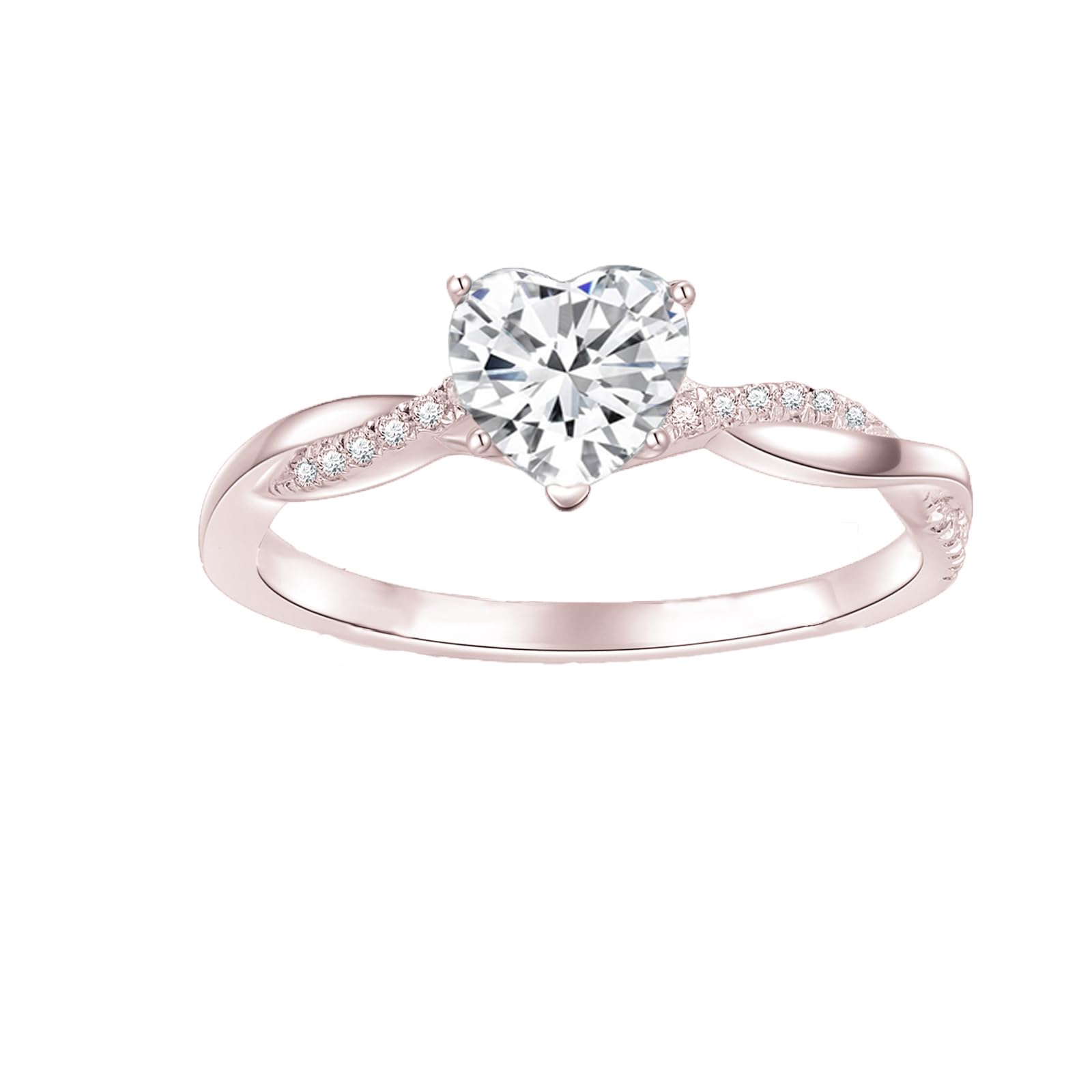 1.0 Carat Moissanite Infinity Twist Heart Cut Engagement Ring Set for Women - Platinum Plated Silver Wedding & Bridal Ring Set - Perfect for Proposals, Anniversaries & Romantic Occasions