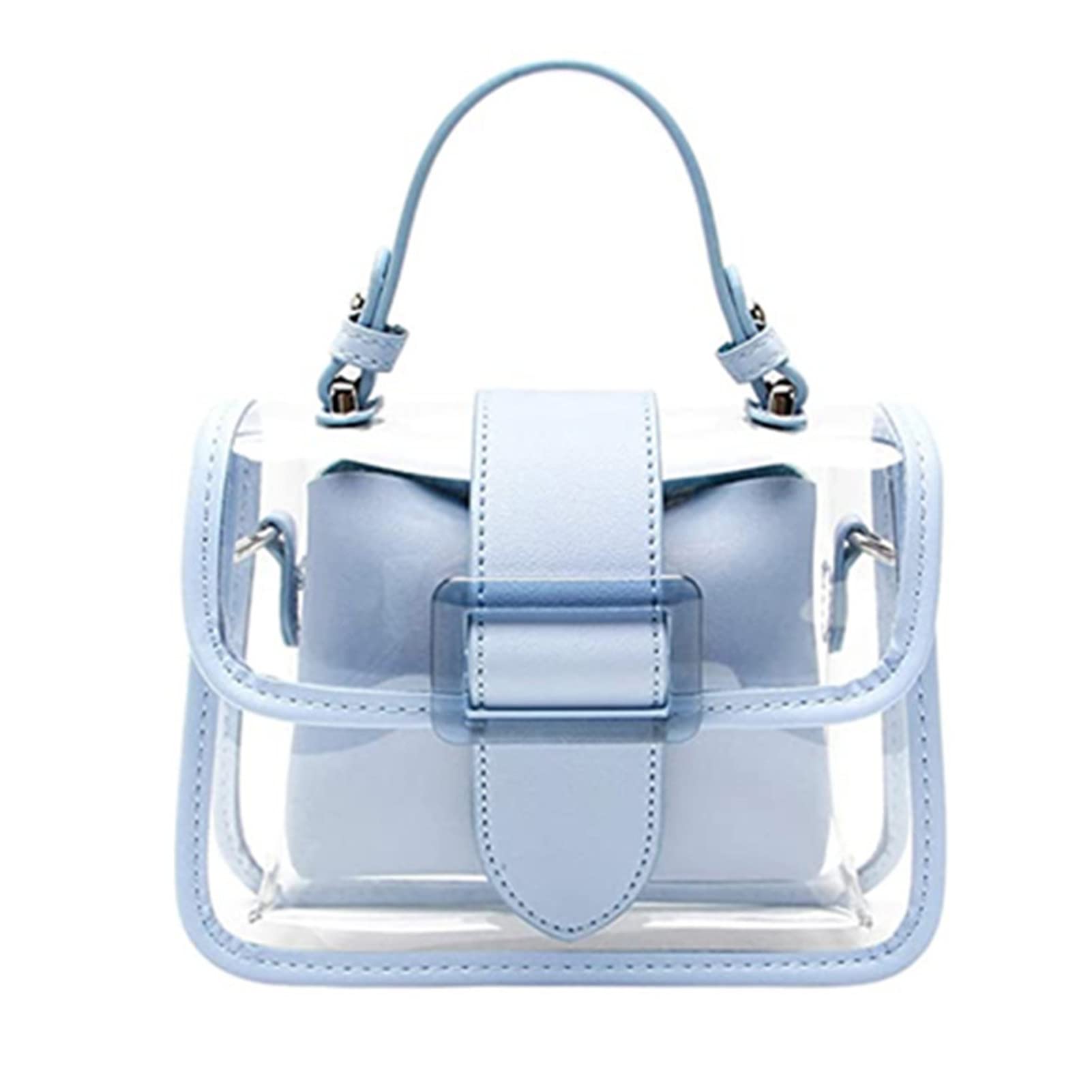 IKAXIYO PVC Clear Tote Bag - Waterproof 2-in-1 Belt Buckle Closure Handbag for Women | Fashionable & Convenient Purse for Shopping, Travel, Work & Daily Use