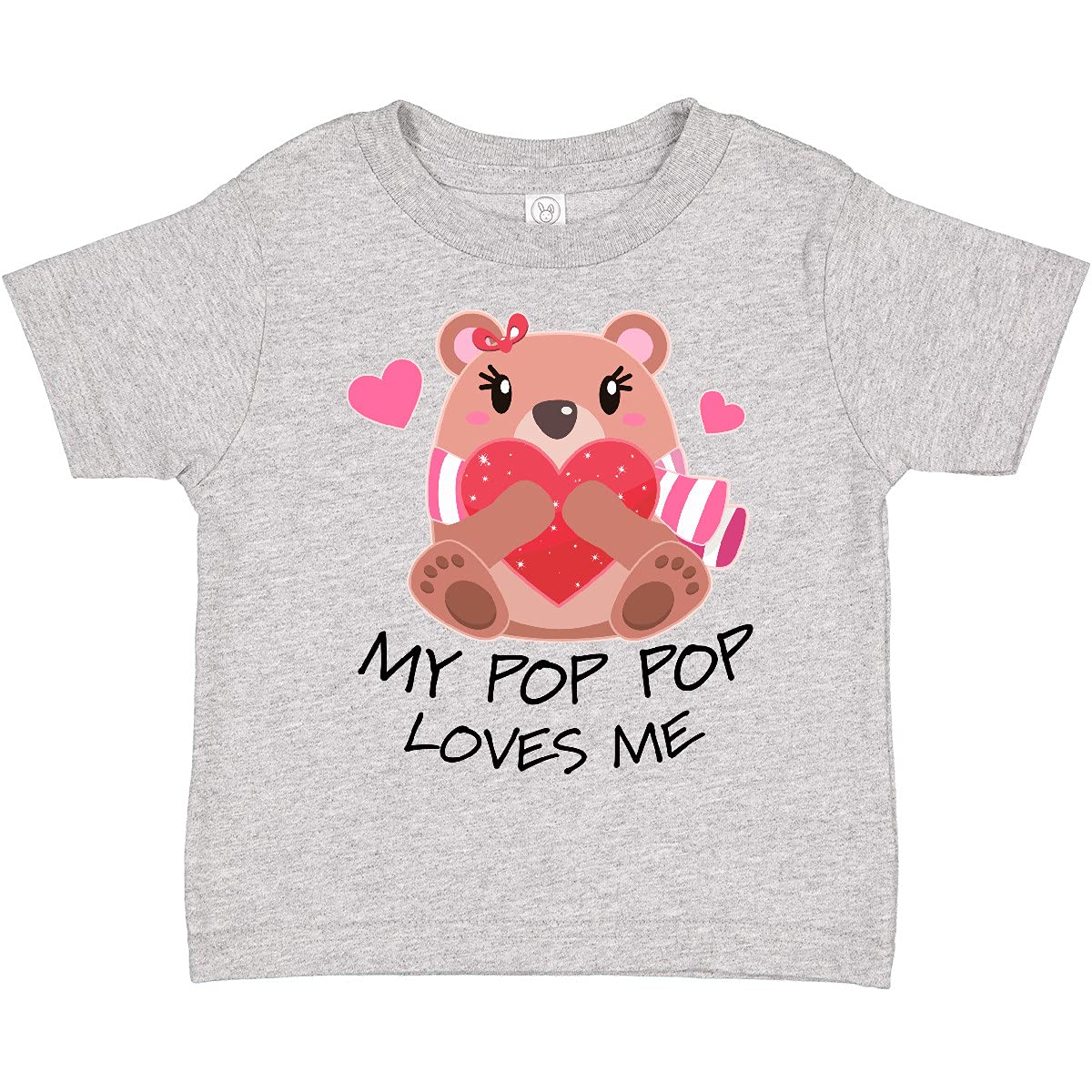 Inktastic My Pop Pop Loves Me - Bear and Hearts Toddler T-Shirt | Cute Graphic Tee for Grandkids | Perfect for Family Photos, Playdates & Special Occasions