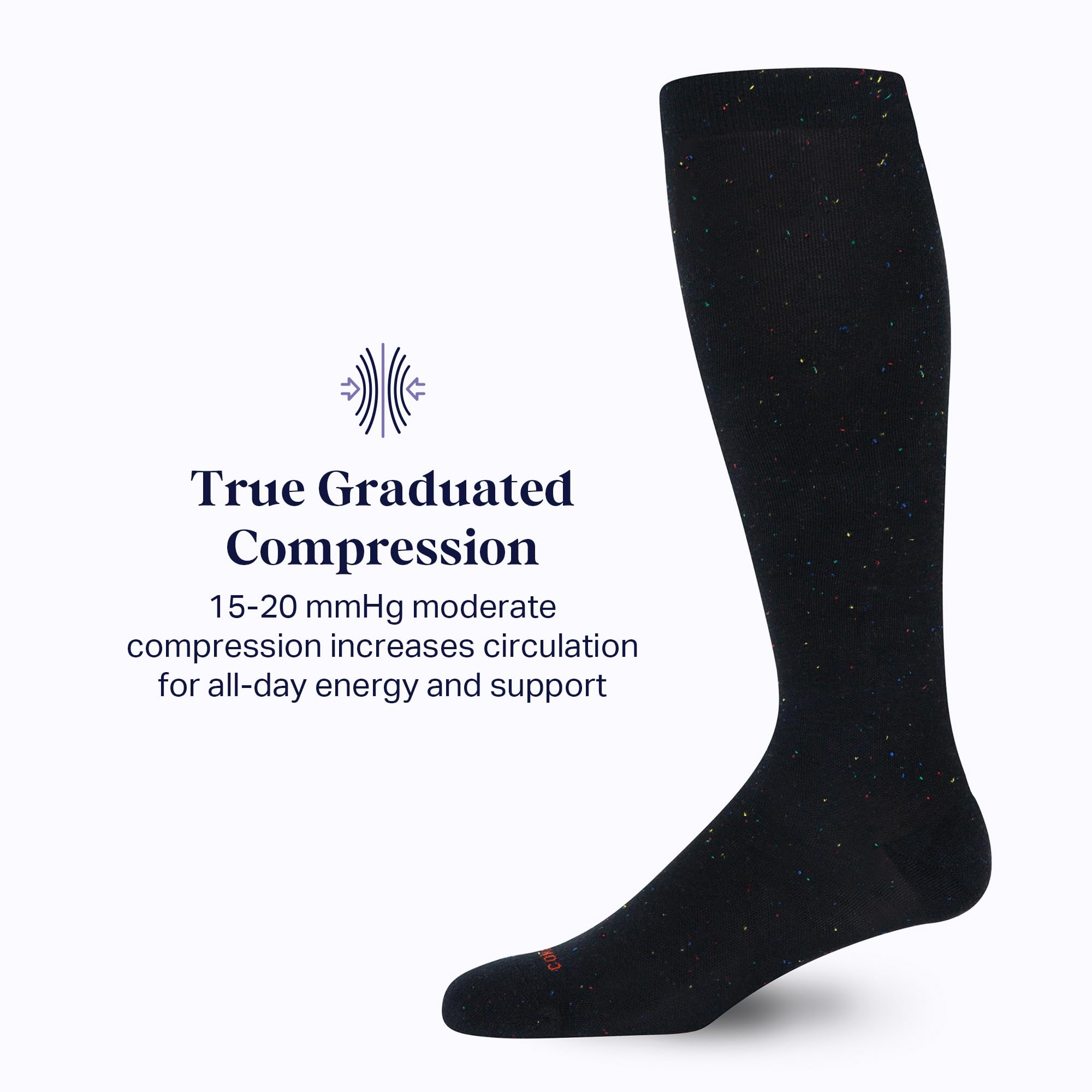 Comrad Recycled Cotton Knee High Compression Socks 15-20mmHg - Soft Breathable Support Socks for Men & Women - Perfect for Travel, Running & Varicose Vein Relief