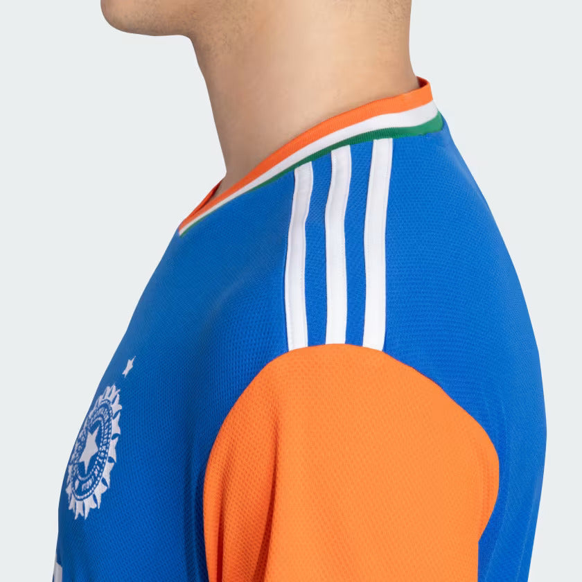 India Cricket T20 International Fan Jersey - Dark Blue & True Orange - Official Replica Jersey for Cricket Matches & Fan Support
