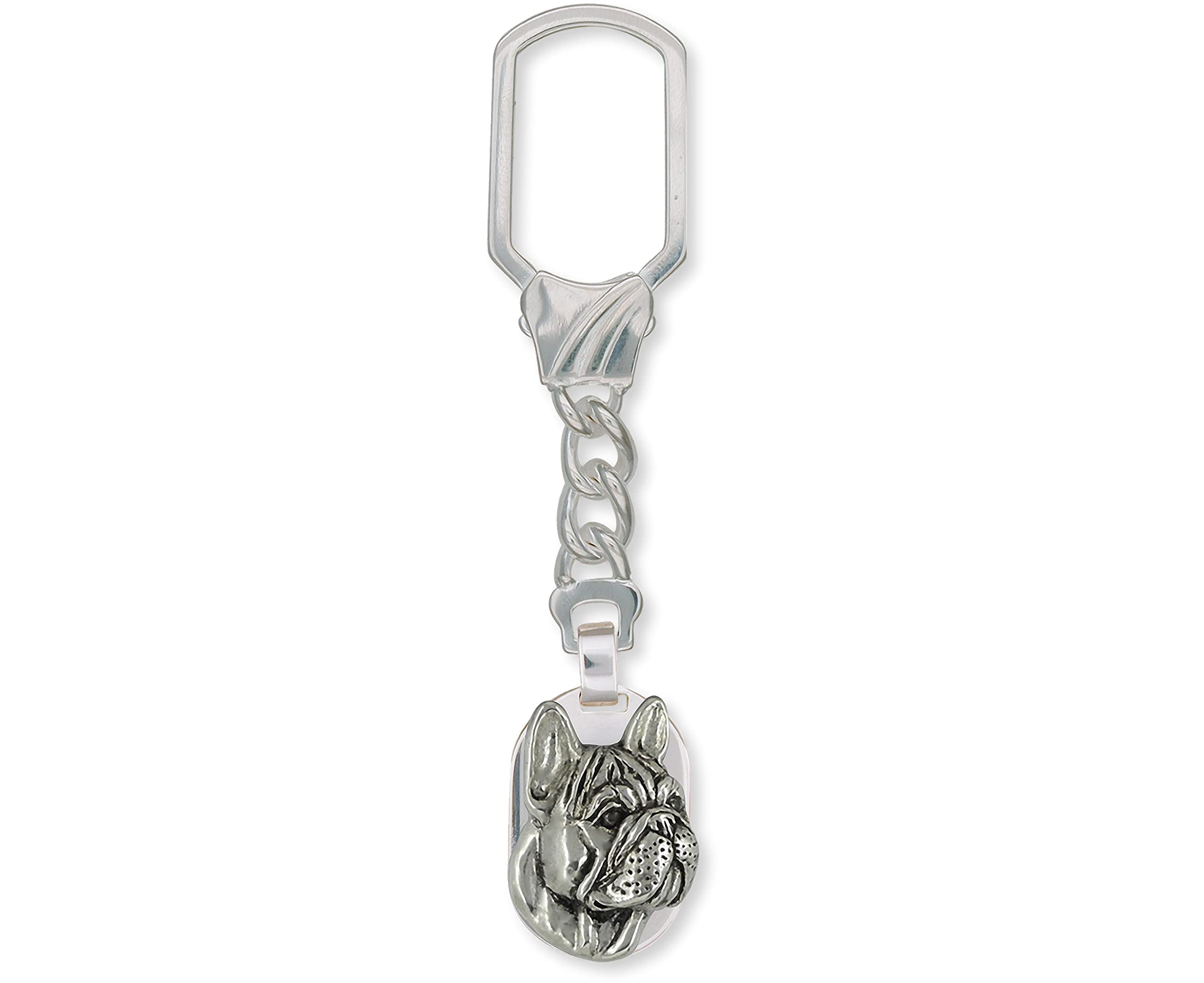 Handmade Sterling Silver French Bulldog Key Ring - Unique Frenchie Jewelry Gift for Dog Lovers | Perfect for Keychains, Gifts & Pet Accessories