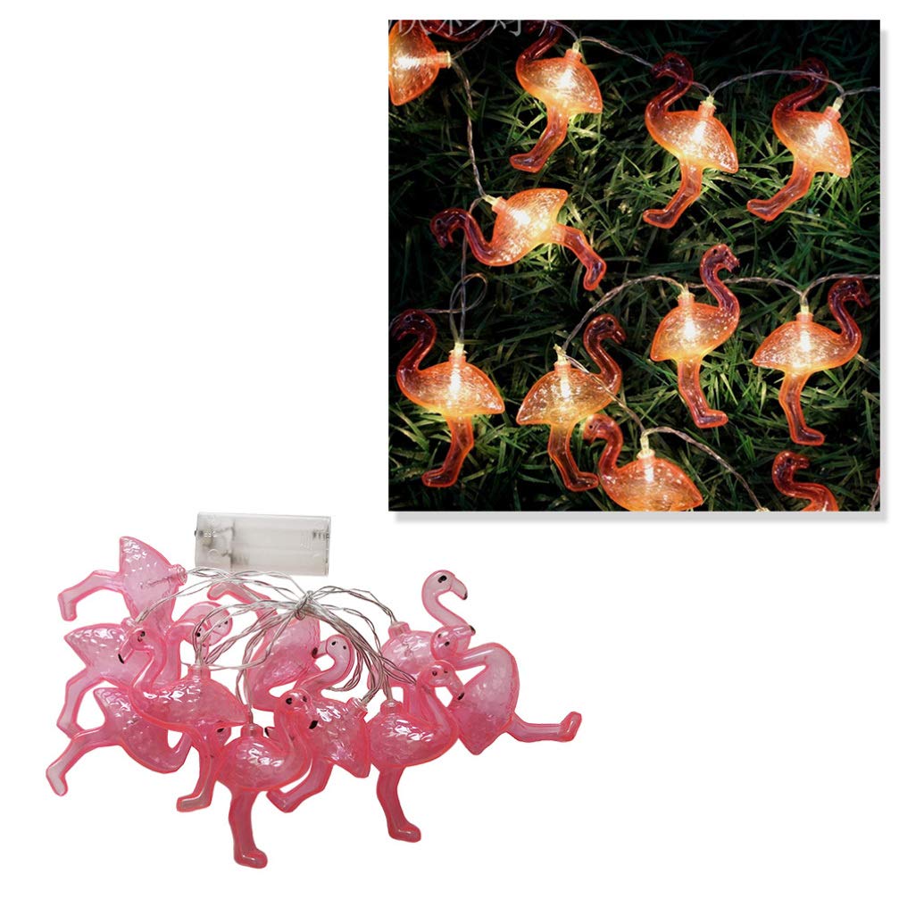 ULTNICE 1.5M 10LEDs Pink Flamingo String Lights - Warm White Fairy Lights for Christmas Halloween Decor, Outdoor Patio Garden, Indoor Bedroom Dorm Wedding Party Decorations - Battery Not Included | Perfect for Holiday Lighting, Backyard Parties, and Festive Home Decor