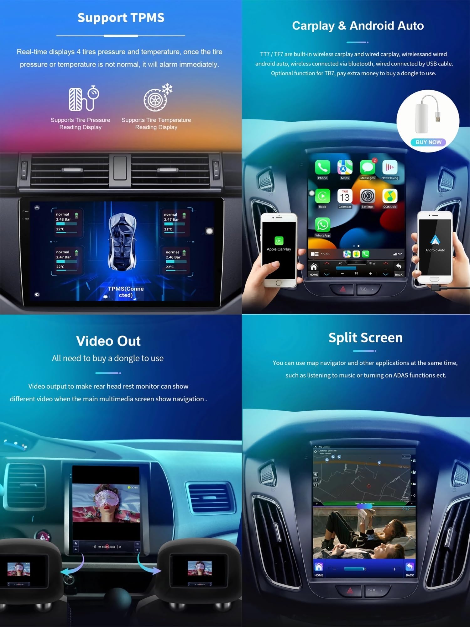 9 Inch Double Din Android 13 Car Stereo - Bluetooth Touch Screen Radio with Apple CarPlay, GPS Navigation & AHD Backup Camera - Compatible with Toyota Aygo/Peugeot 108/Citroen C1 2015-2020 (1GB RAM 32GB Storage) - Perfect for Hands-Free Calling, Music Streaming & Safe Parking