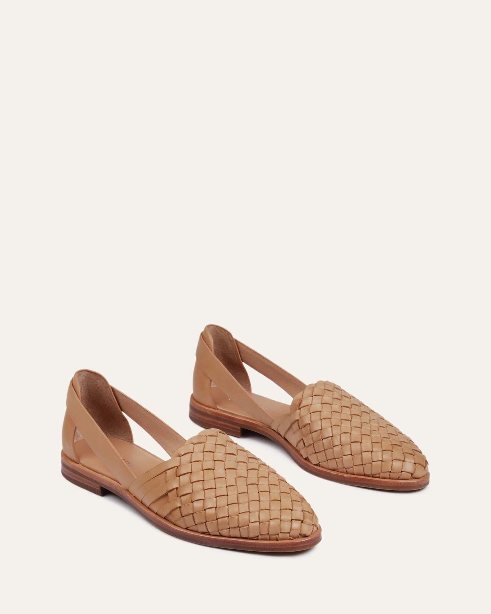 Wisdom Casual Flats - Tan Leather Women's Comfortable Slip-On Shoes for Walking, Work & Everyday Wear