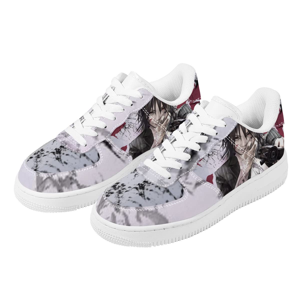 Anime Inspired Sneakers - Custom Leather Athletic & Casual Low Top White Shoes for Cosplay, Streetwear & Everyday Fashion