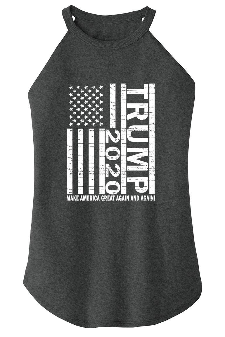 Funny Trump 2020 Election T-Shirt for Women - Make America Great Again Slogan - Vintage Rocker Style - Perfect for Political Rallies & Patriotic Events