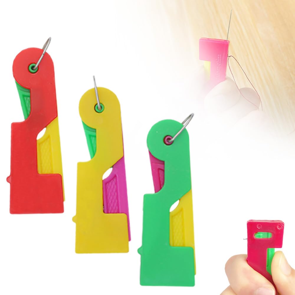 2025 Upgraded Automatic Needle Threader - Quick & Easy Hand Sewing Tool (3-Pack, Random Colors) | Perfect for Sewing Machines, Hand Stitching, Quilting & DIY Craft Projects