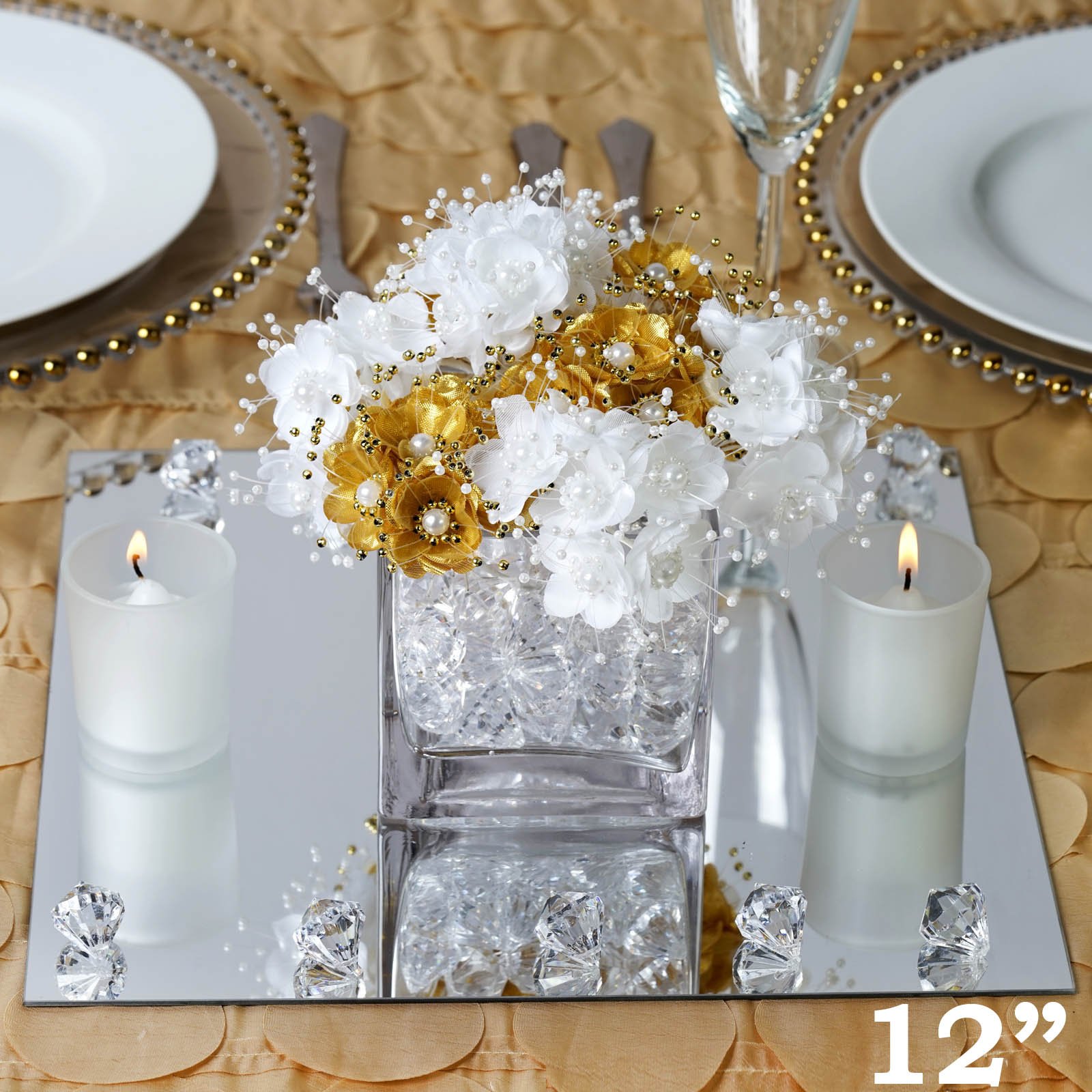 36-Piece 12-Inch Square Glass Mirrors - Bulk Party & Wedding Centerpieces, Table Decorations for Events, Home Decor, DIY Crafts (Wholesale Supplies)