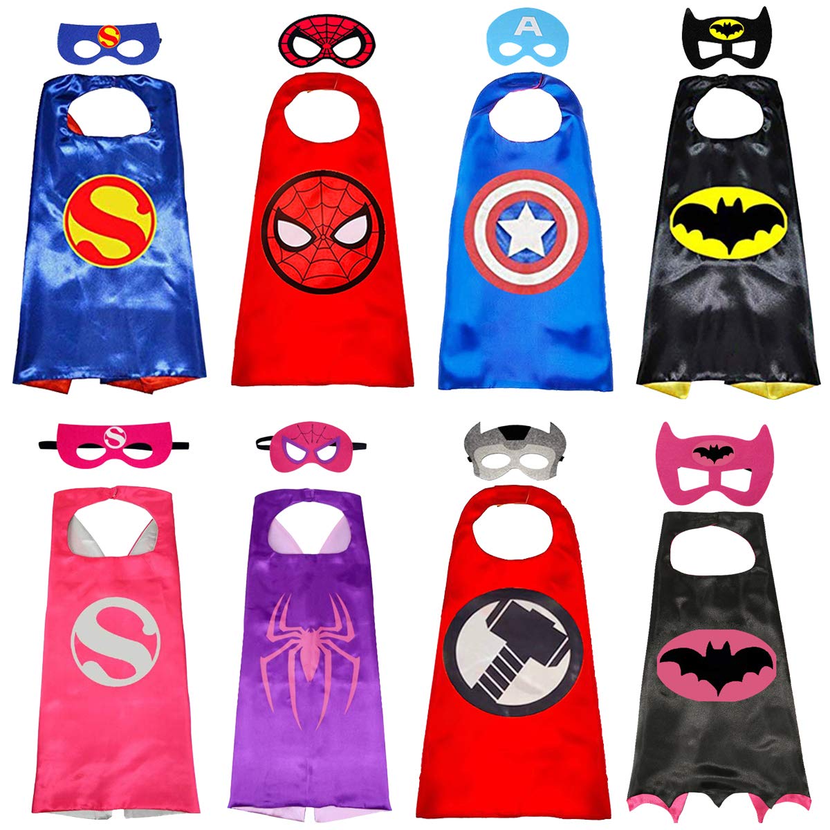 QERARA Superhero Capes & Dress Up Set with Masks - Kids Cosplay Costume for Halloween, Birthday Parties & Dress-Up Play | Perfect Superhero Party Favors & Role Play Costume for Boys & Girls
