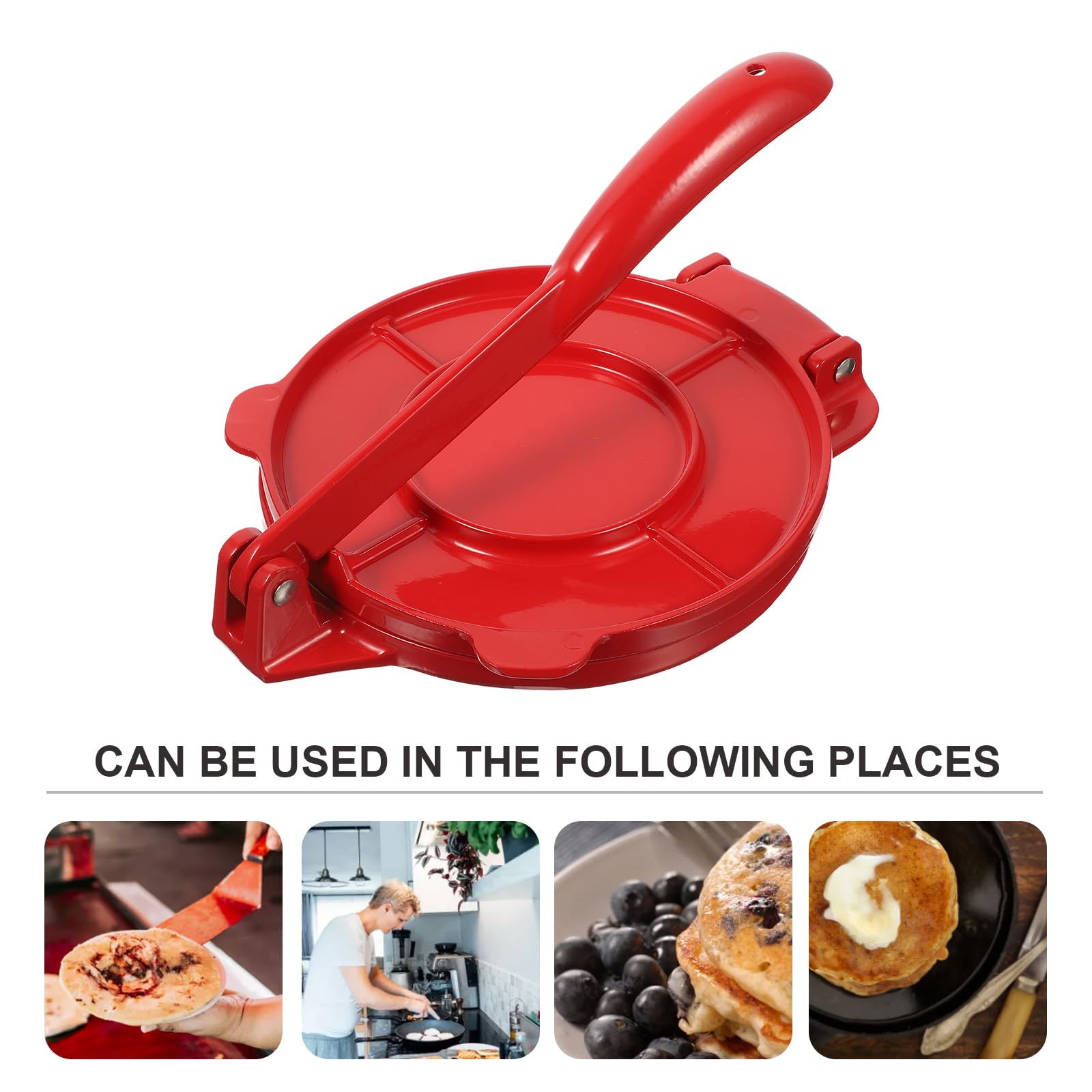 UPKOCH 6.5 Inch Tortilla Press Maker for Corn Flour - Red Cast Iron Tortilla Maker Machine for Roti, Pizza & Dumplings | Perfect for Home Cooking, Mexican Cuisine & Asian Dishes