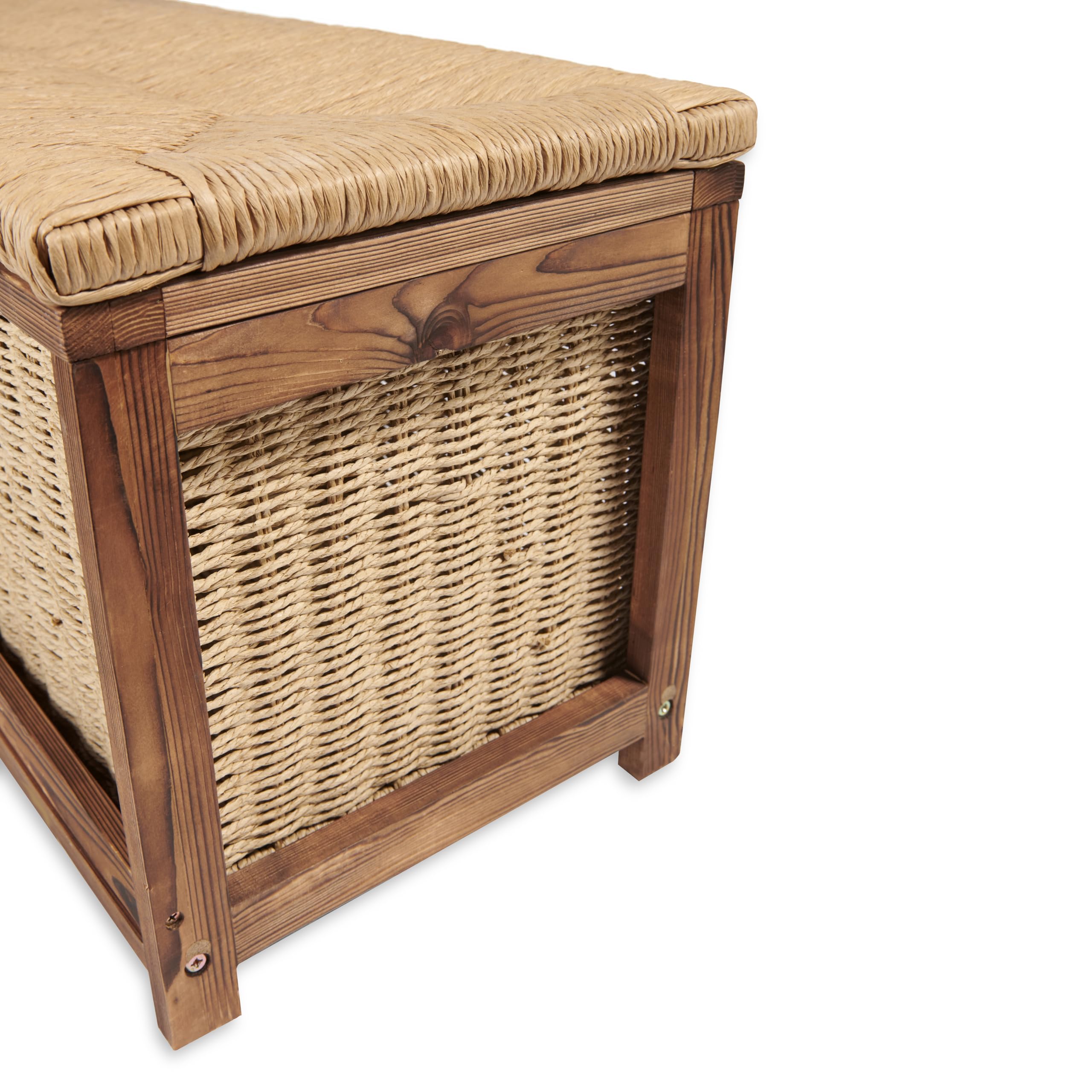 **Badger Basket Kid's Toy Storage Bench with Woven Top & 3 Collapsible Baskets - Light Brown - Perfect for Kids' Room Organization & Playroom Storage**