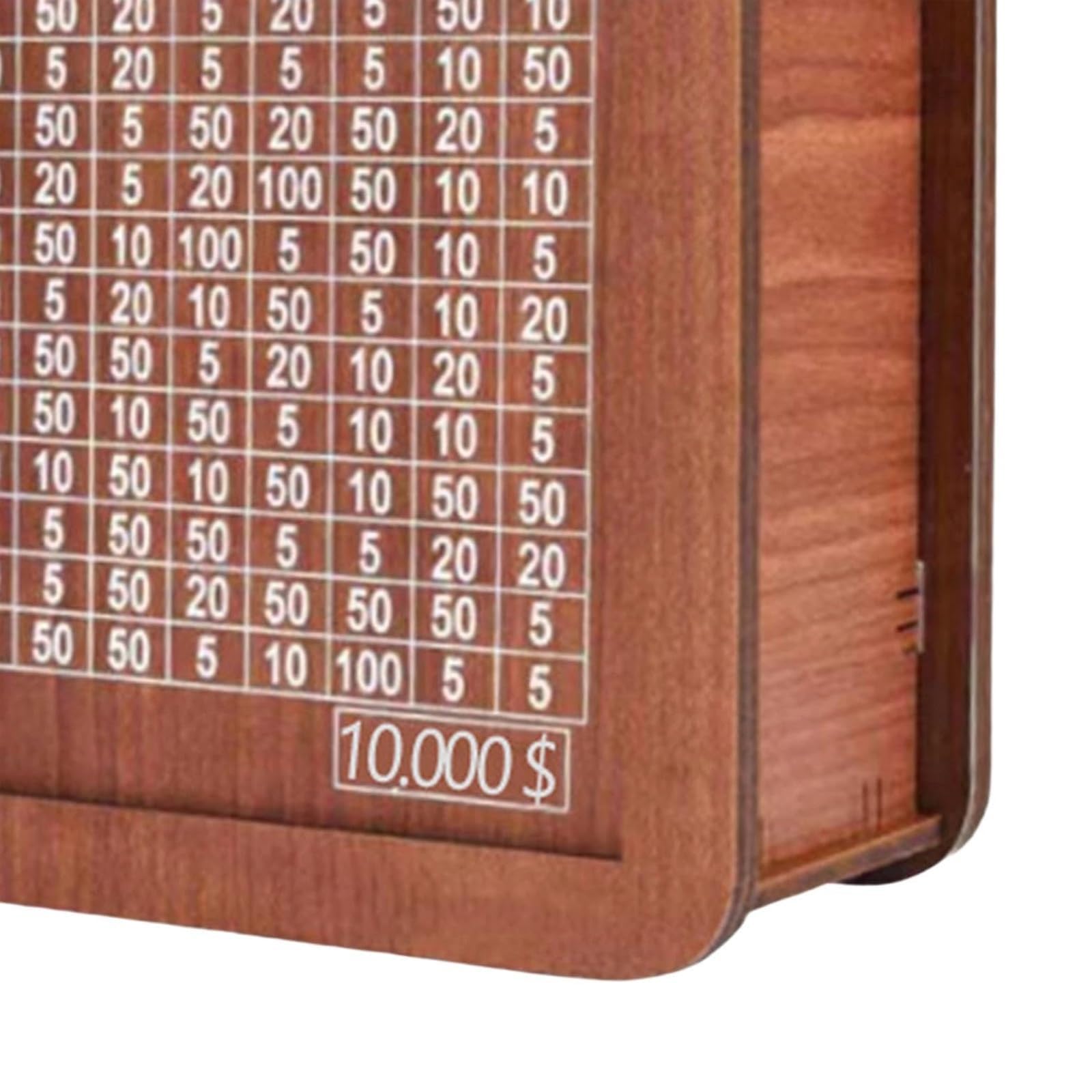 Tenkaybox Wooden Cash Saving Box - 10000 Savings Challenge with Money Target & Numbers | Light Color | Perfect for Budgeting, Kakeibo Method & Financial Goals