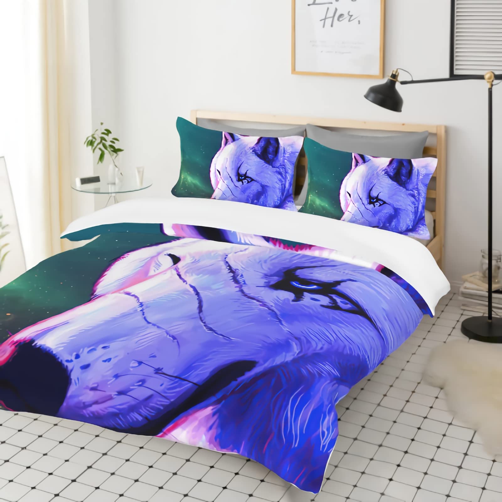 GREDBH Snow Wolf Duvet Cover Set - Wild Wolf Pattern Twin Size Bedding (1 Duvet Cover + 2 Pillowcases) - Soft & Comfortable for Adults & Kids - Perfect for Winter Bedrooms, Cabin Decor, and Animal Theme Rooms