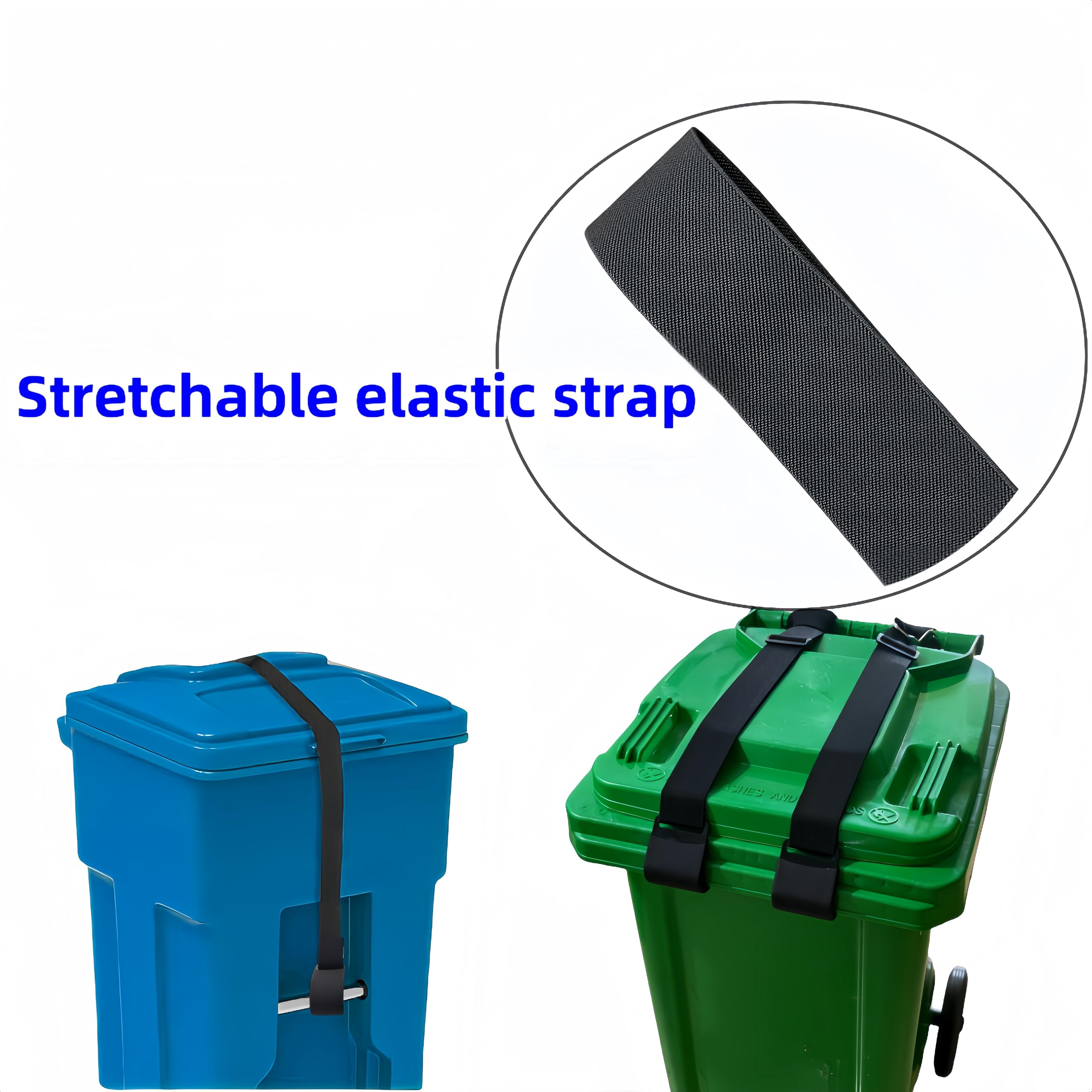 2 Pack Adjustable Trash Can Lid Locks - Heavy Duty Garbage Bin Straps for Raccoons, Squirrels & Dogs - Secure Outdoor Trash Cans from Animals (Black) - Perfect for Backyards, Camping & Wildlife Areas