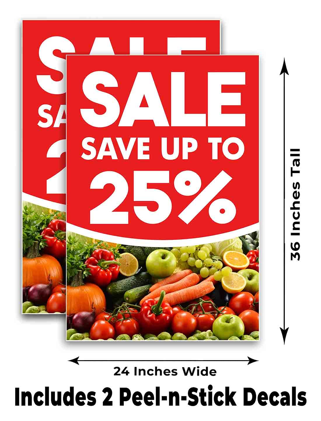 24x36 Vinyl Decal Pack of 2 - Grocery Store Decor for Windows & Walls