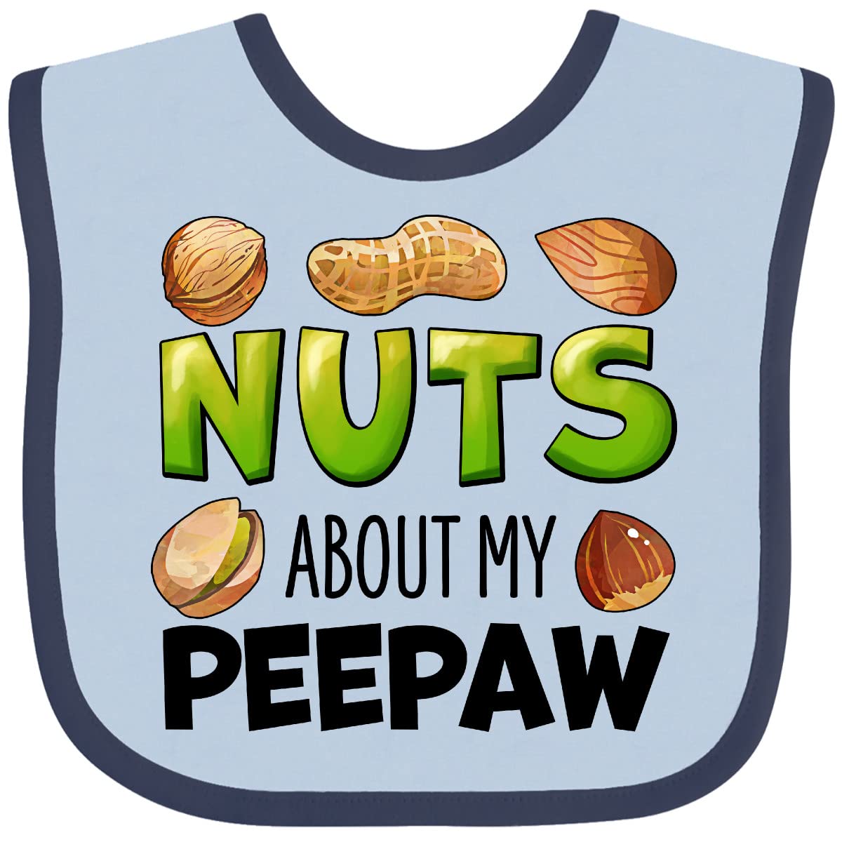 Inktastic Nuts About My Peepaw Peanut Almond Pistachio Baby Bib - Cute Food-Themed Drool Bib for Infants & Toddlers - Perfect for Feeding Time, Playdates & Photo Shoots