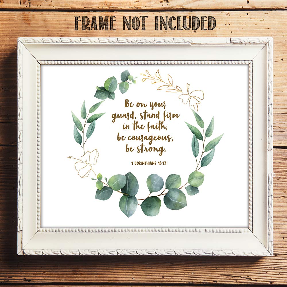 TJ Originals 1 Corinthians 16:13-14 Bible Verse Wall Art - Christian Scripture Home Decor - 11x14 Inspirational Print - Perfect Gift for Family, Friends & Women (Hibiscus Wreath) - Ideal for Living Room, Bedroom & Church Decor