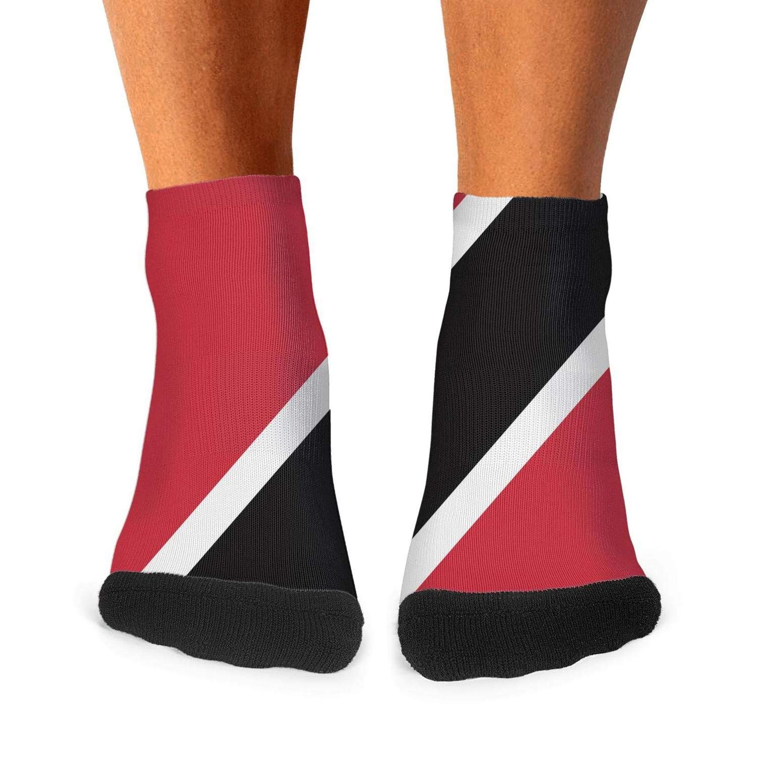 Funny Low Cut Ankle Socks with Trinidad & Tobago Flag Design - Moisture Wicking Breathable Sport Socks for Men - Perfect for Running, Gym Workouts & Casual Wear