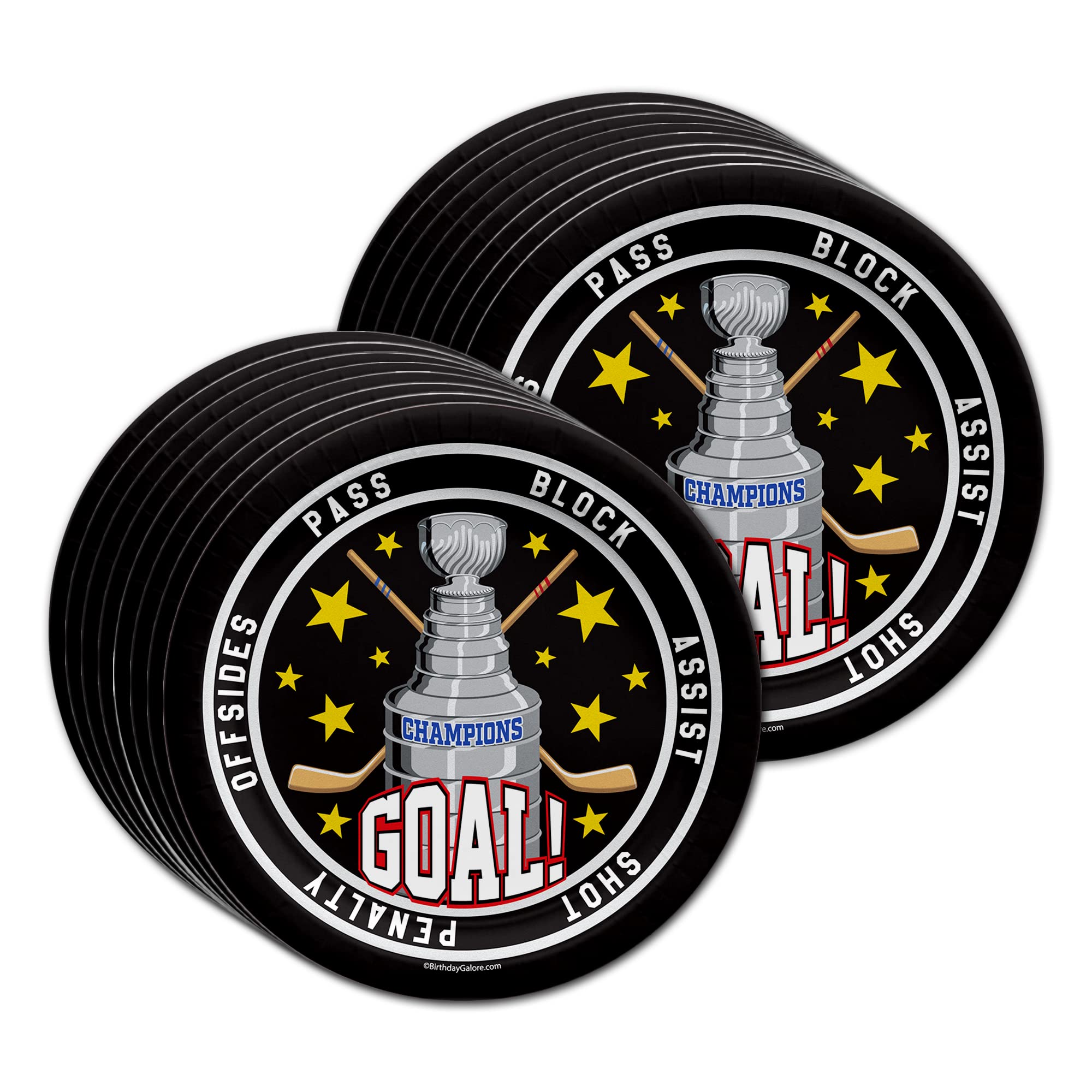 Hockey Birthday Party Supplies Set - 16-Piece Tableware Kit with Plates, Napkins & Cups for Kids Sports Themed Celebrations - Perfect for Hockey Fan Parties & Game Day Events