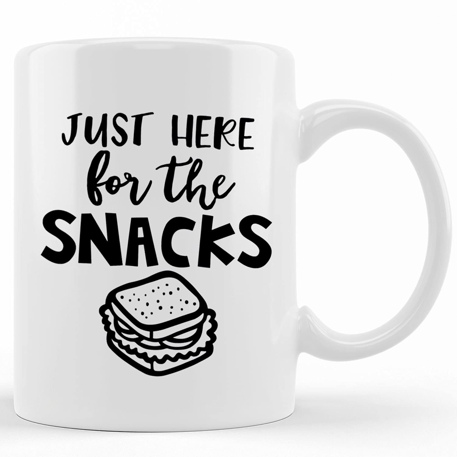 Just Here For The Snacks Ceramic Mug - 11oz & 15oz Funny Coffee Cup for Food Lovers - Perfect Gift for Foodies, Friends & Snack Enthusiasts - Ideal for Coffee, Tea & Office Use