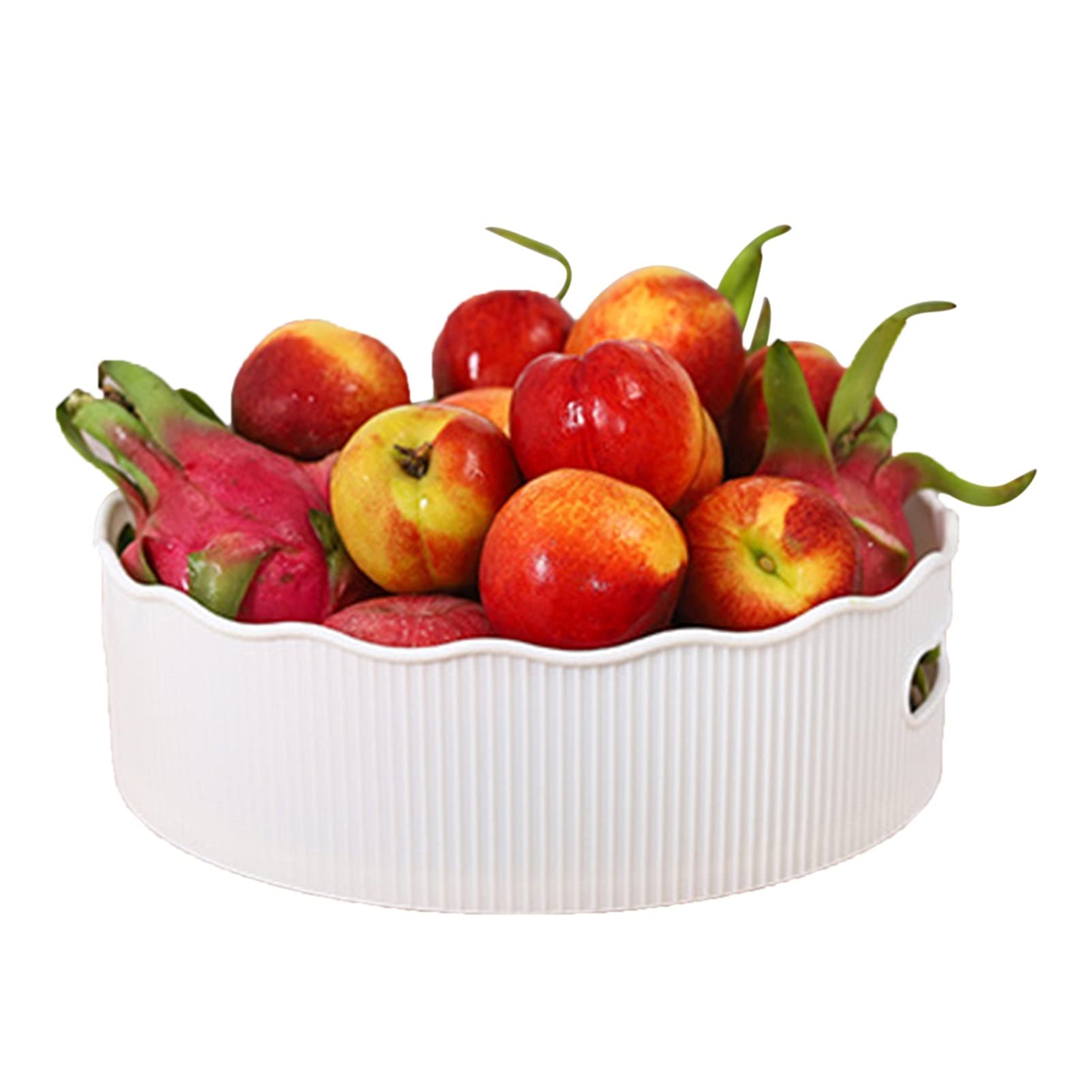 360° Rotatable Kitchen Storage Rack with Handle - White Fruit & Snack Organizer, Bathroom Turntable for Cosmetics, Spices, and Toiletries | Perfect for Pantry, Countertop, and Vanity Organization