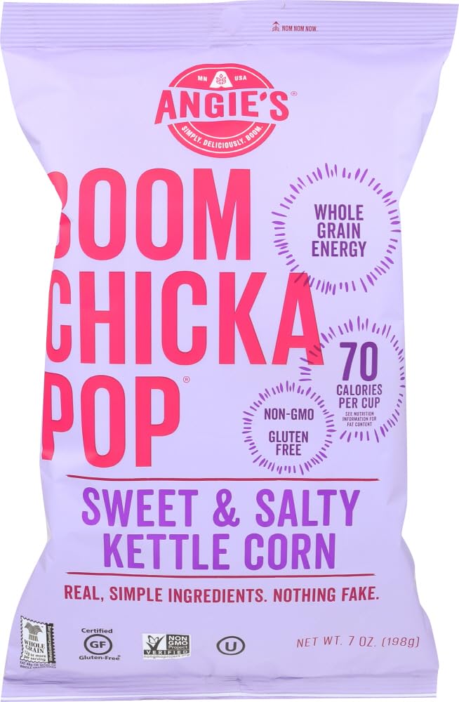 Angie's Boom Chicka Pop Kettle Corn - Sweet and Salty Popcorn Snack, 7 Oz Bags (12 Pack) - Perfect for Movie Nights, Parties, and Healthy On-the-Go Snacking