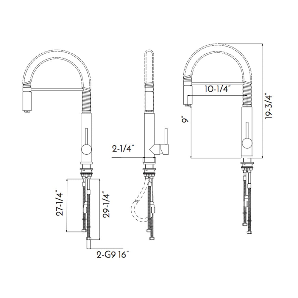 DAX 2141 Brushed Nickel Single Handle Pull Down Kitchen Faucet with Stainless Steel Shower Head - 10.25 x 19.75 Inches - Modern Design for Easy Dishwashing & Food Prep - Perfect for Home, Restaurant & Commercial Kitchens