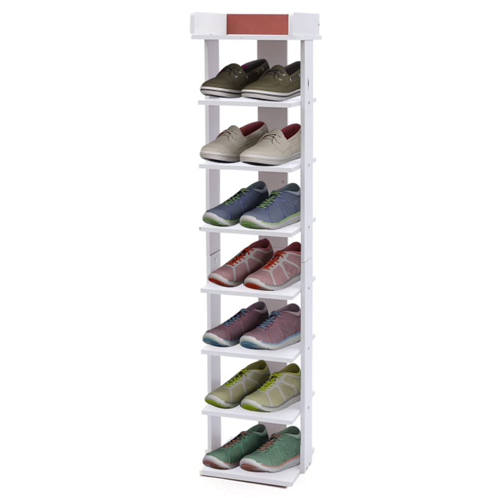 7-Tier Shoe Rack Organizer - Durable Freestanding Shoe Shelf with 11lbs Capacity per Layer, Space-Saving Shoe Tower for Entryway, Closet & Bedroom - White (Perfect for Organizing Sneakers, Boots & Sandals in Small Spaces)