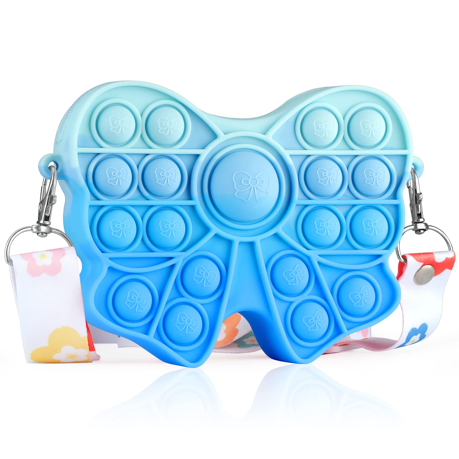 **Pop Shoulder Bag for Girls - Cute Bubble Purse with Bow-Knot Crossbody Strap, Fidget Toy Stress Relief for Kids, Birthday & Christmas Party Favors (Blue) - Perfect for School, Travel, and Playdates**