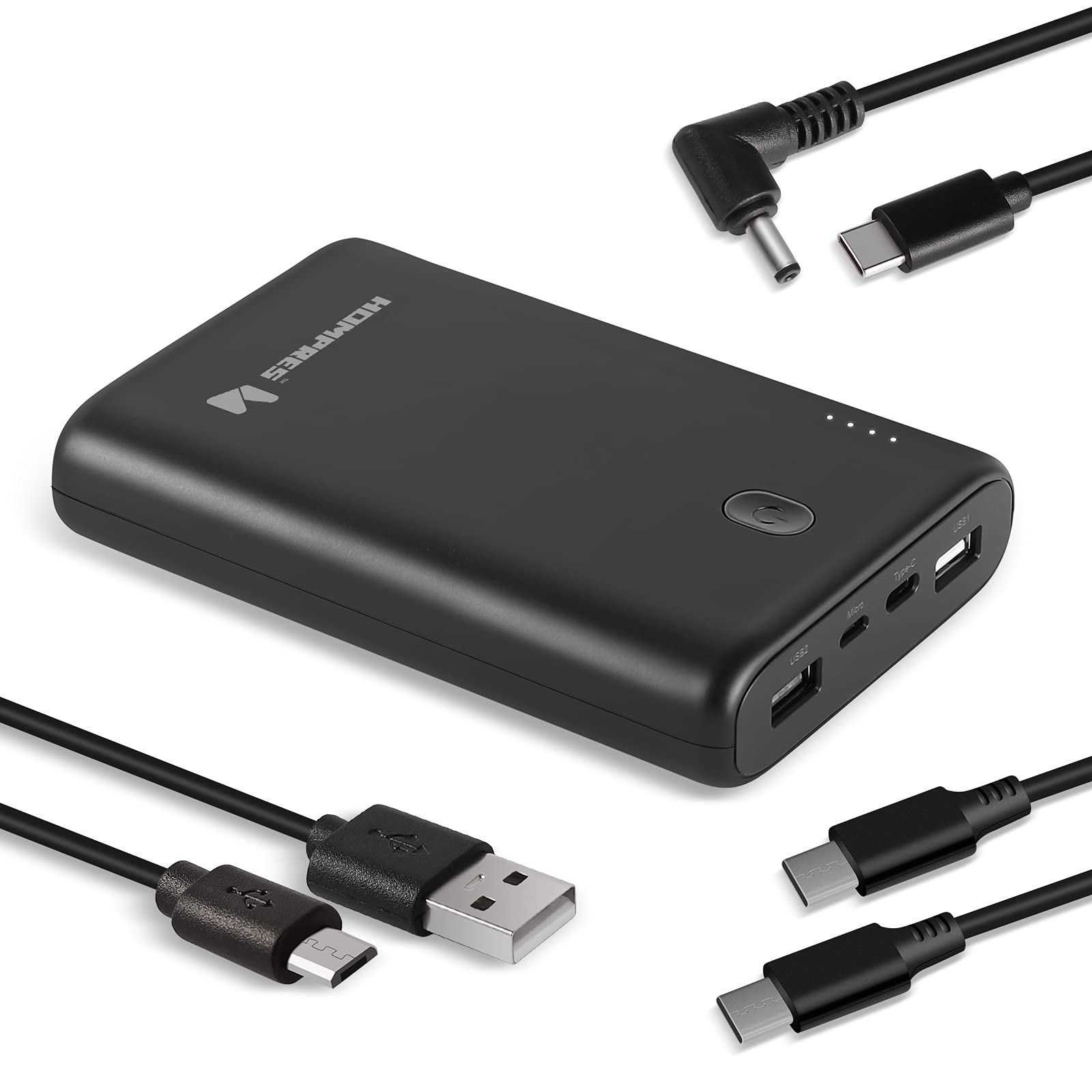 Hompres 65W Portable Charger - 20,000mAh PD&QC3.0 Fast Charging Power Bank with 2 USB-C & 3 Outputs for MacBook, iPhone, Galaxy - Perfect for Travel, Camping, and Emergency Power Backup