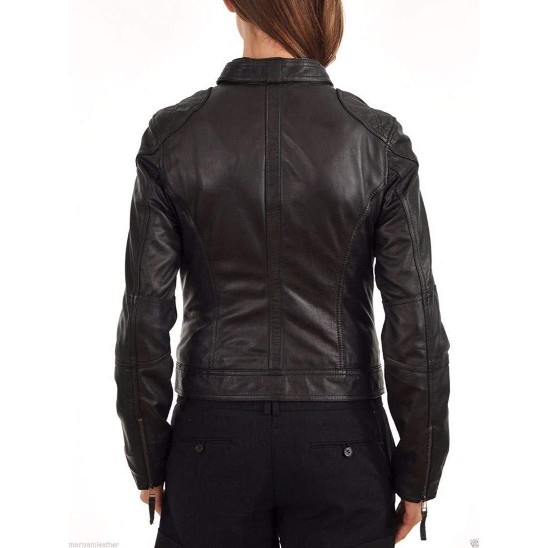 Women's Genuine Leather Biker Jacket - Classic Stylish Black Motorcycle Outerwear for Women | Perfect for Riding, Night Out & Everyday Fashion