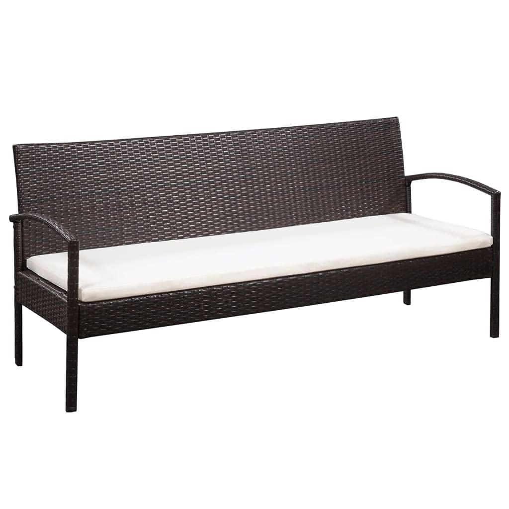 TYMMC 3-Seater Outdoor Patio Sofa Set with Cushions - Brown All-Weather Wicker Rattan Furniture for Garden, Backyard, Poolside & Balcony Relaxation